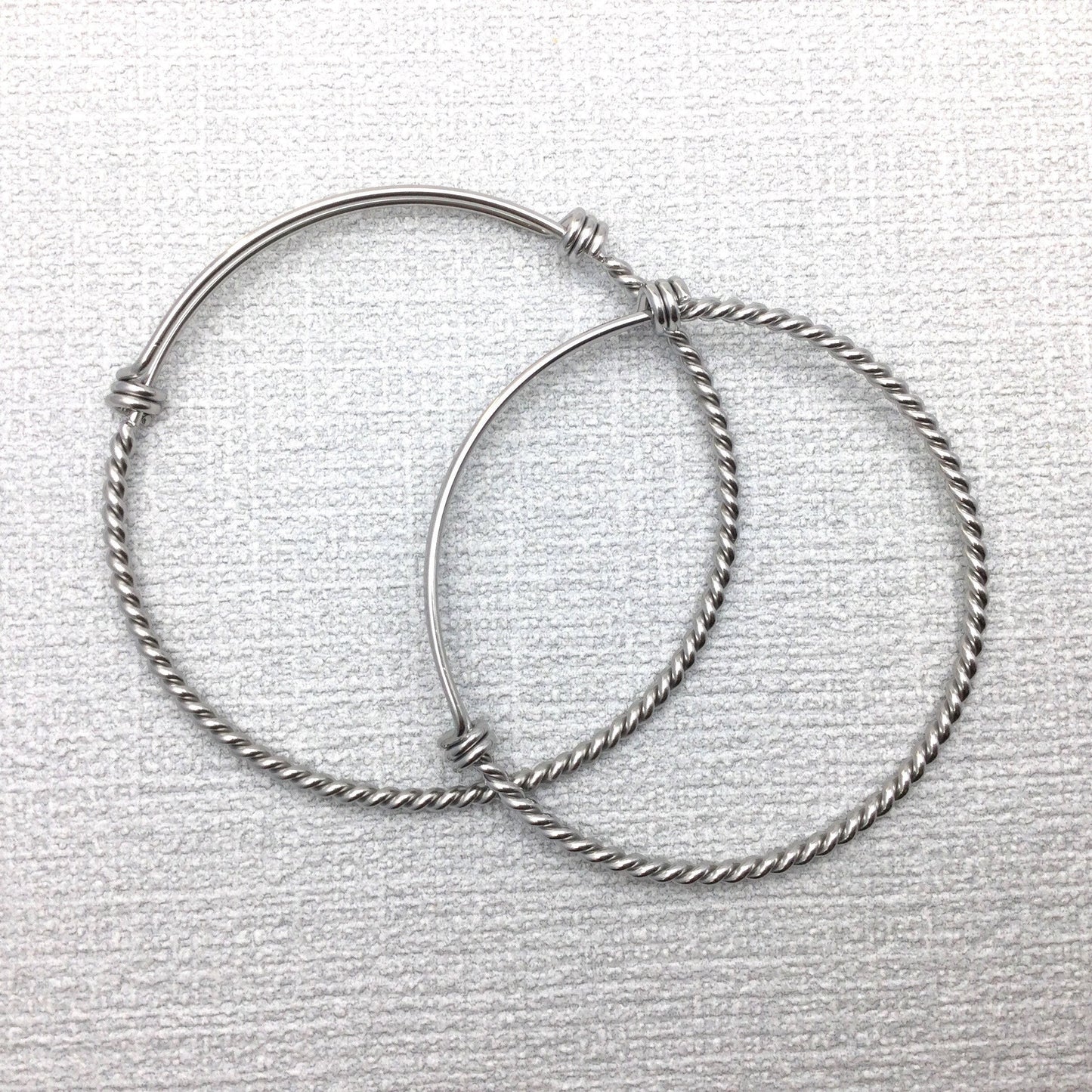 10 pcs Stainless Steel Adjustable Twist Wire Cable Blank Bangle Bracelet, 60mm 65mm Waterproof Stackable Bangles Wholesale