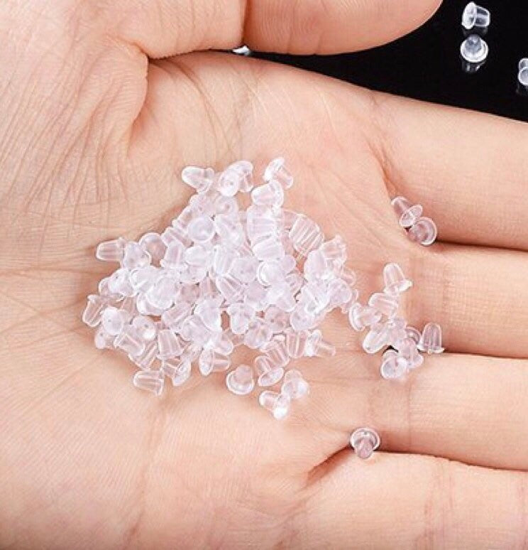 1000 pcs Silicone Earring Backs Soft Clear Plastic Safety Earring Pads Bullet Shape Clutch Stopper locking Ear studs French wire 4.5mm