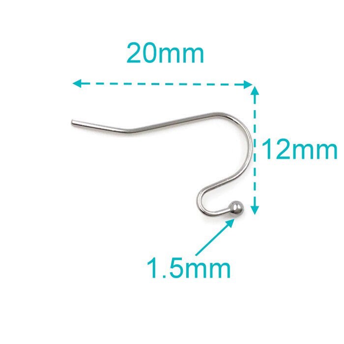Ball Bead End Stainless Steel Surgical 316L Hypo-Allergenic French Ear Wire DIY Earring Jewelry Findings