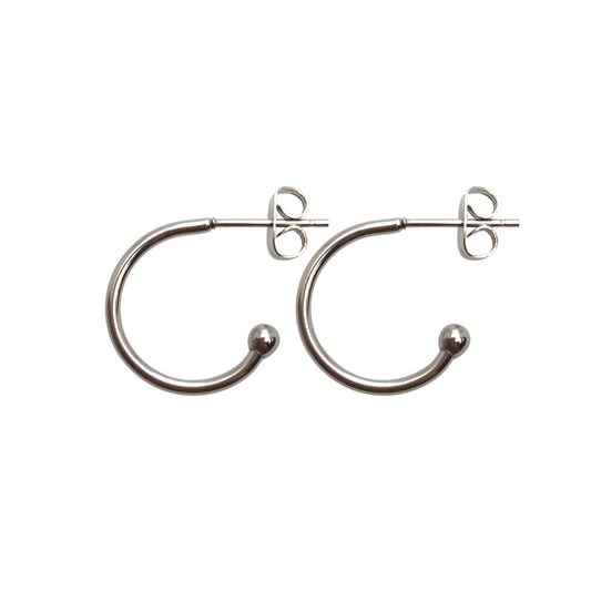 100 pcs Open Hoop C Shape Ball End Classic Earrings Stainless Steel Hoop Earrings With Backs DIY Earring Gift for Her Best Friend 1.5x16mm