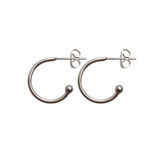 100 pcs Open Hoop C Shape Ball End Classic Earrings Stainless Steel Hoop Earrings With Backs DIY Earring Gift for Her Best Friend 1.5x16mm