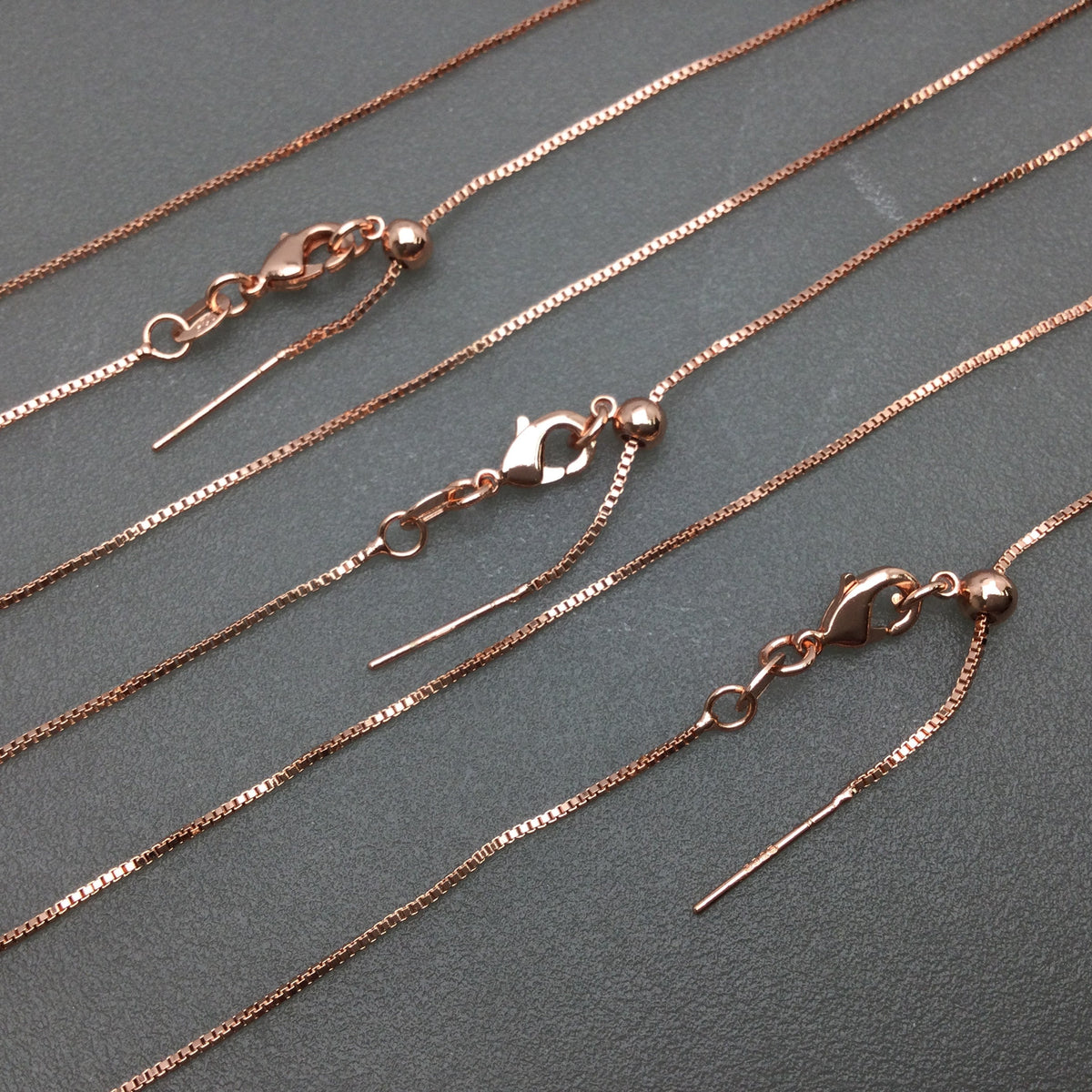 Bulk Brass Adjustable Box Chain Necklace with Pin End for Adding Beads, Wholesale Slider Clasp Chain Blank DIY Jewelry Making Supplies