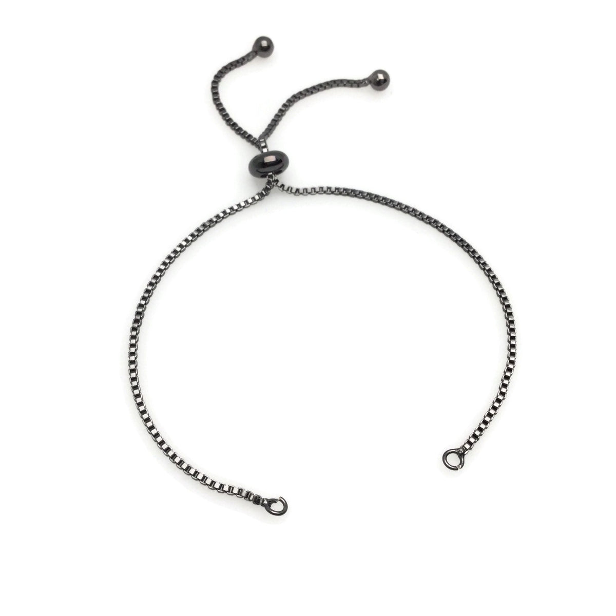 Adjustable Brass Bolo Blank Bracelet for Jewelry Making, High Quality Plated Slider Clasp Box Chain with Ball End Wholesale Supplies