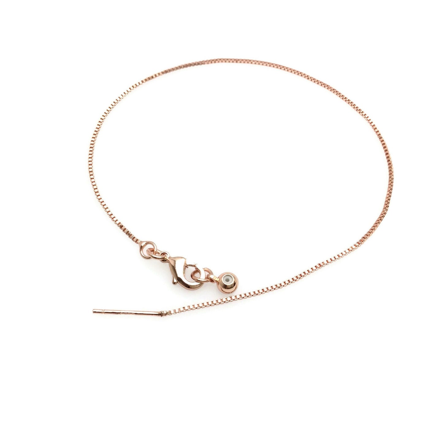 Adjustable Brass Box Chain Bracelet with Pin End for Adding Beads, High Quality Plated Slider Clasp Blank Wholesale Jewelry Supplies