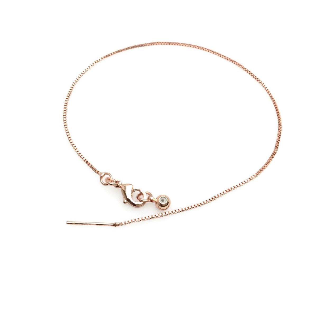 Adjustable Brass Box Chain Bracelet with Pin End for Adding Beads, High Quality Plated Slider Clasp Blank Wholesale Jewelry Supplies