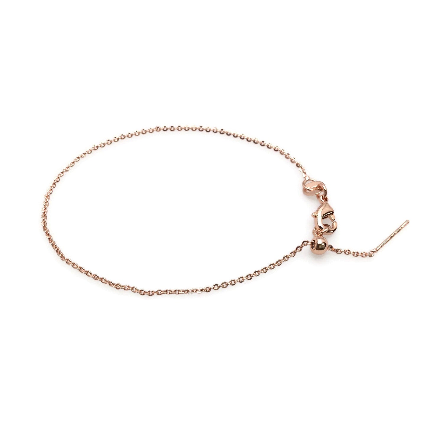 Adjustable Brass Cable Chain Bracelet with Pin End for Adding Beads, High Quality Plated Slider Clasp Blank Wholesale Jewelry Supplies