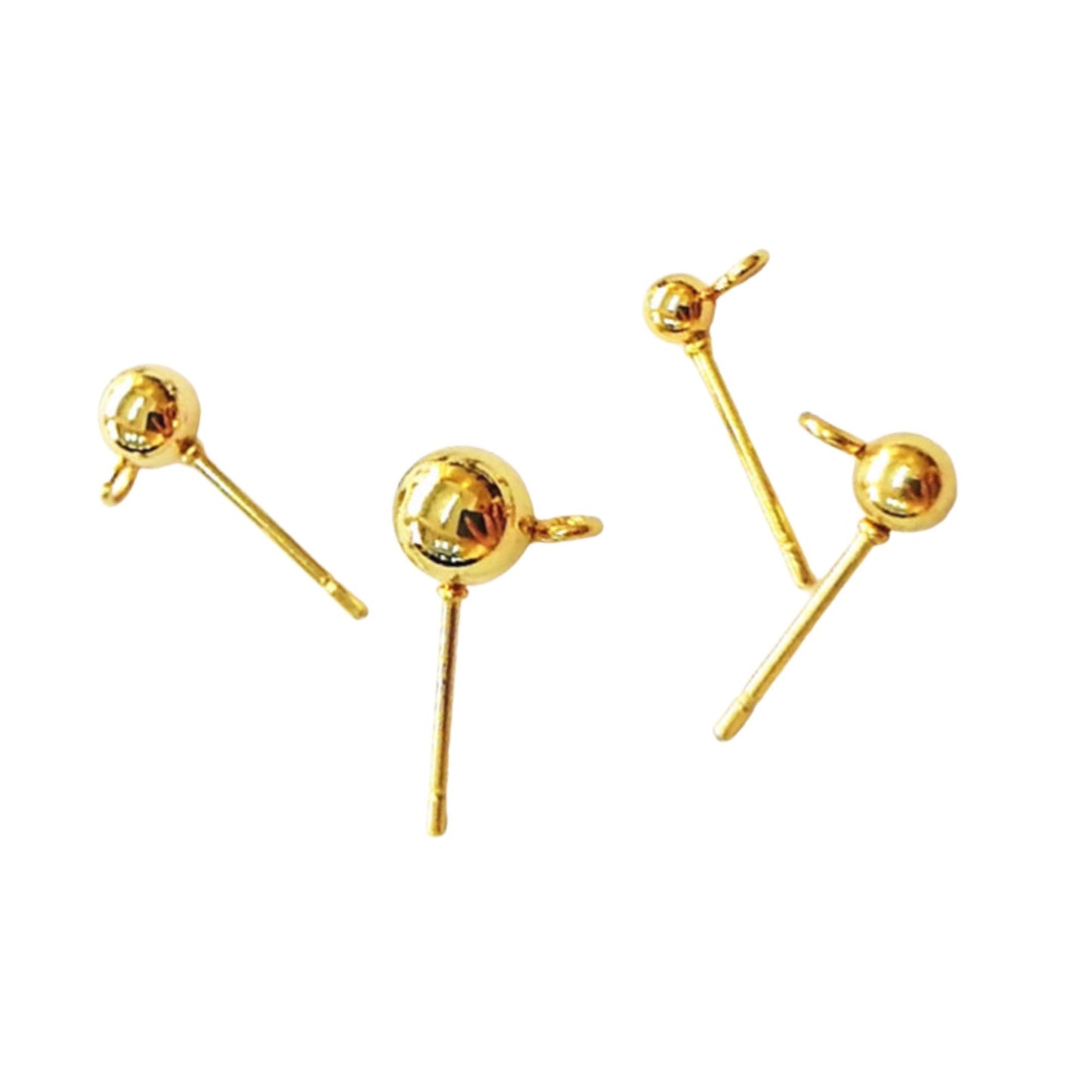 Front Loop 100pcs Stainless Steel/Gold Plated Ball Post Earring Studs 3/4/5/6mm Hypoallergenic Blank Earring Posts Findings with FREE Backs