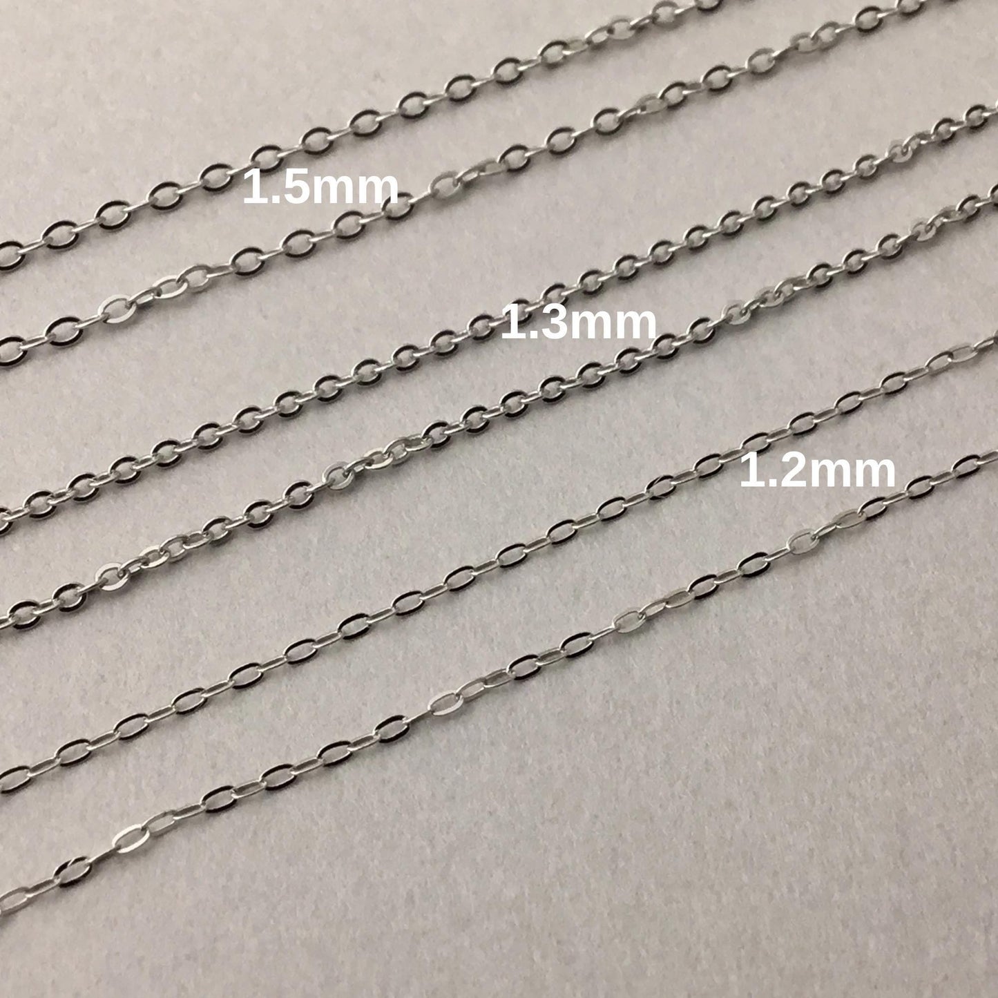 Solid 925 Sterling Silver Cable Chain Necklace for Pendants, Hypoallergenic Tarnish Resistant Cable Chain Wholesale DIY Jewelry Supplies