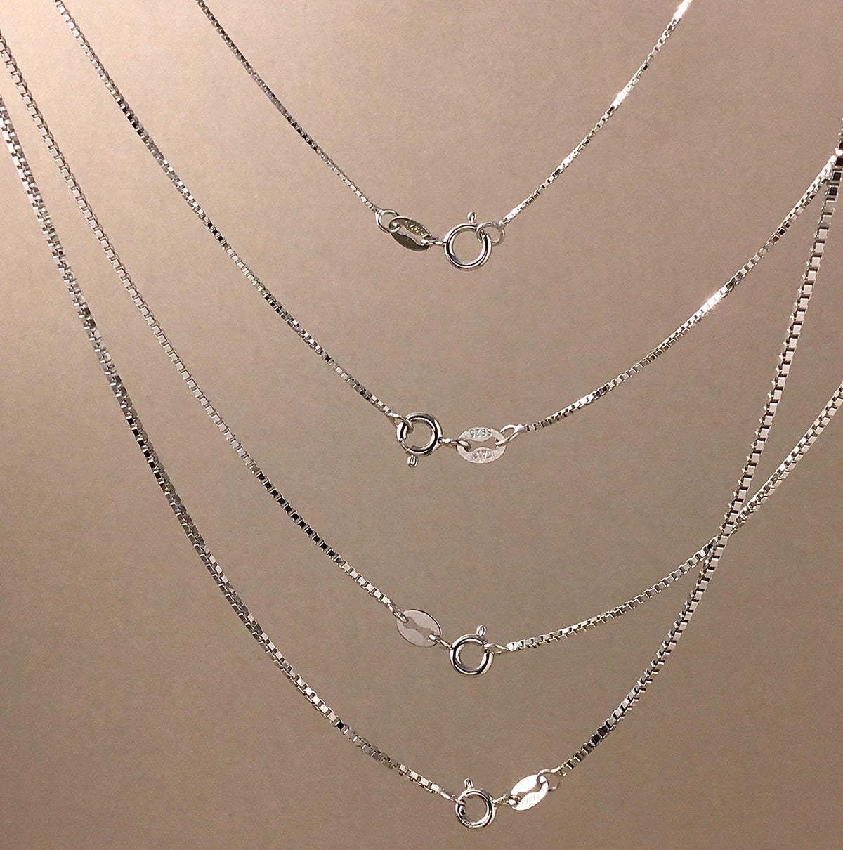 Dainty 925 Sterling Silver Blank Box Chain for Jewelry Making, Thin Finished Necklace Chain Bulk, Tarnish Resistant Artisan Supplies