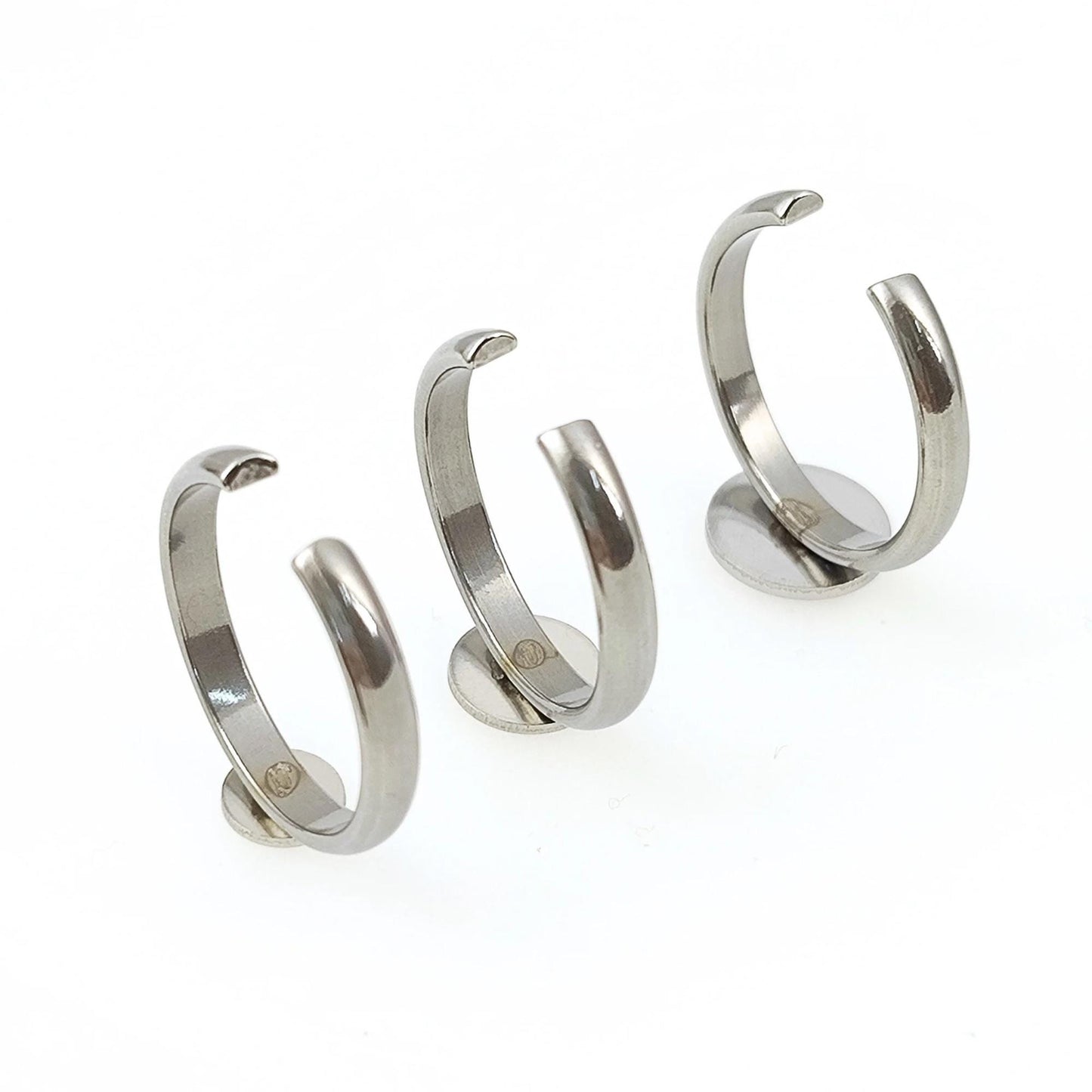 Stainless Steel Bezel Ring Blanks, 6-10mm Flat Round, DIY Jewelry Findings