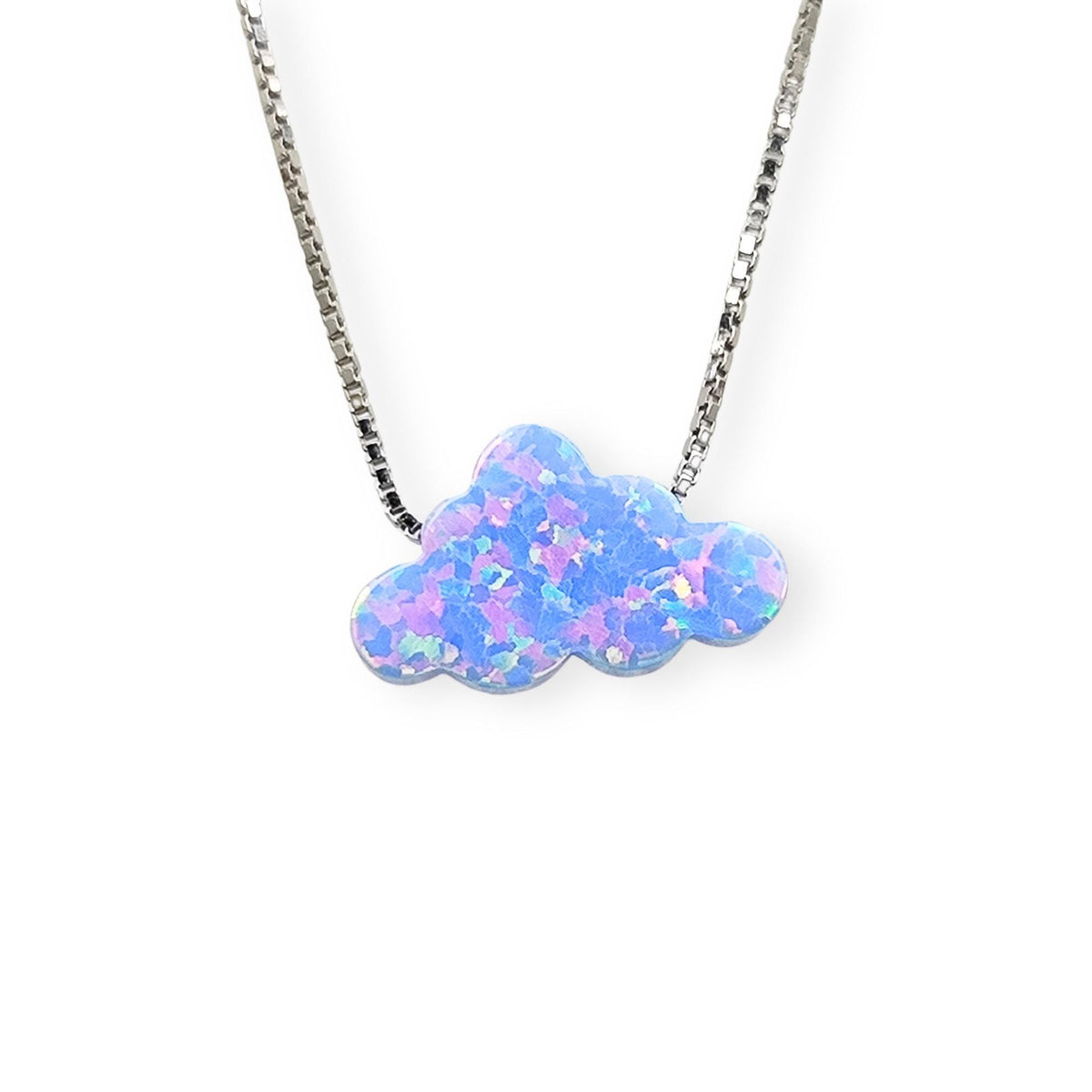 Opal Cloud Sterling Silver Necklace, Fire White Opal necklace, Fire Blue Opal Necklace Cloud Opal Necklace, Opal Cloud Pendant Necklace