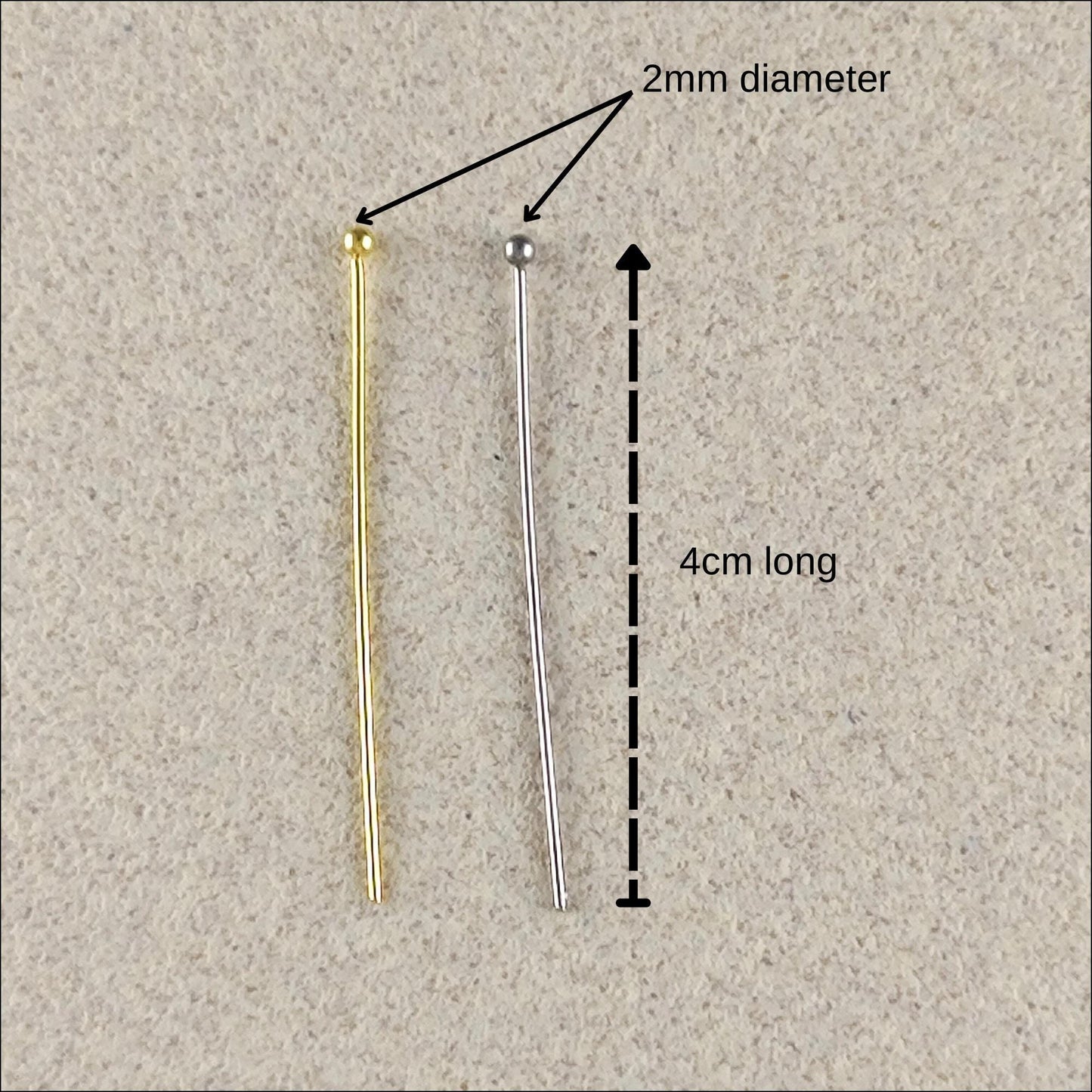 Stainless Steel 100pcs Gold Ball Point Headpins 0.7mm (21 Gauge), Stainless Steel /Gold plated Ball Head Pins