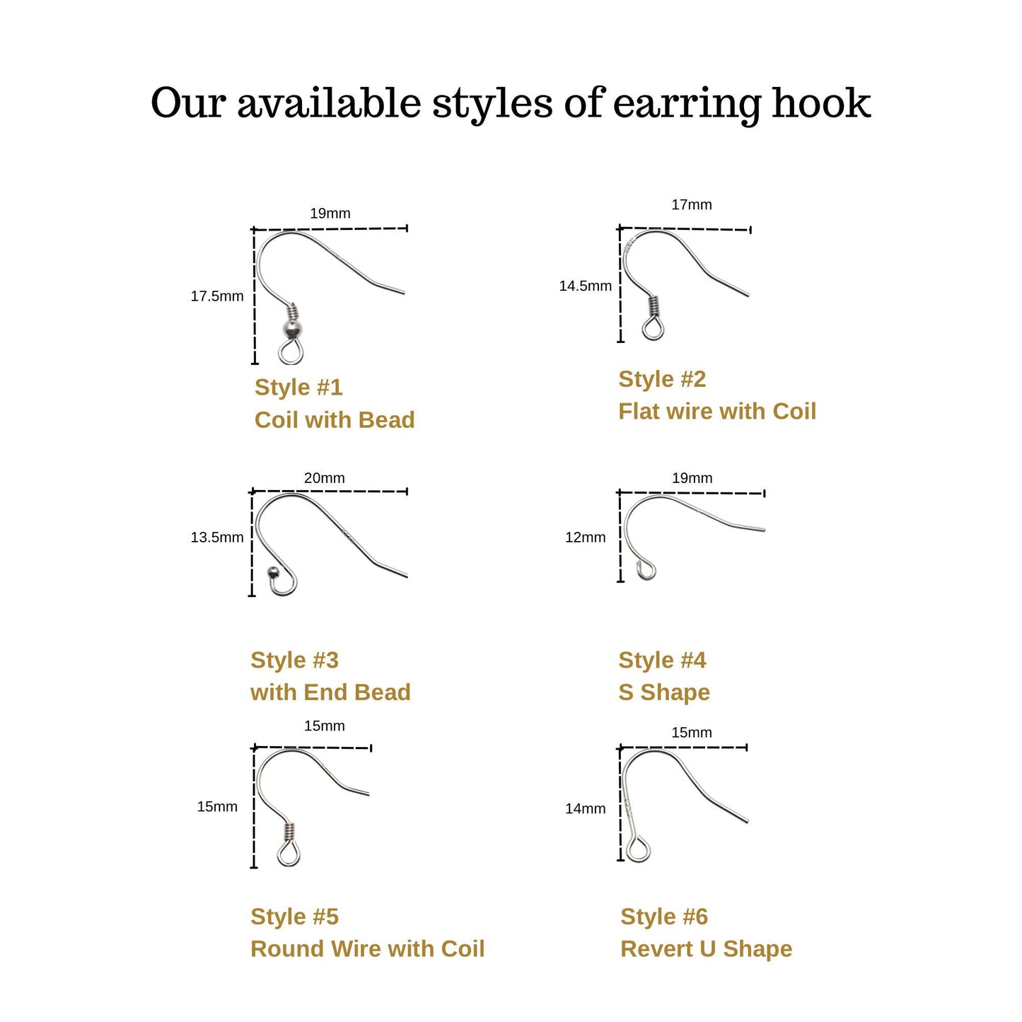 925 Sterling Silver Coil with Bead Earring Hook French Wire Earring Findings Hook Ear Wire Earrings Jewelry Making Earrings Style #1