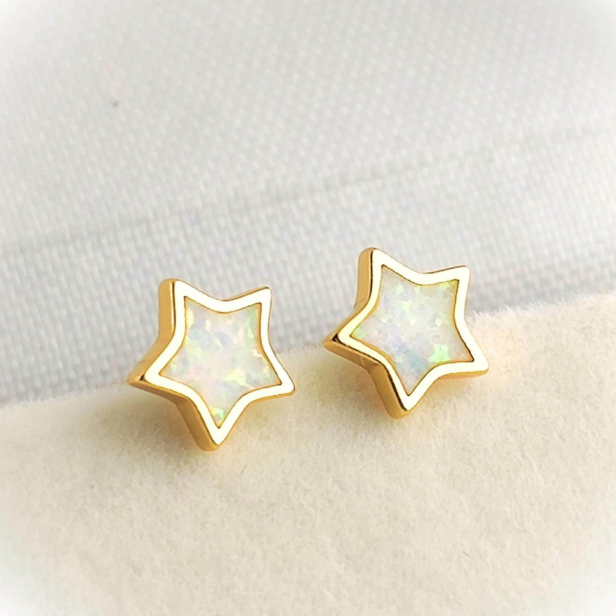 925 Sterling Silver Opal Star Stud Earrings Synthetic Opal Stud Earrings Lab Created Opal Stud Earrings Minimalist Earrings