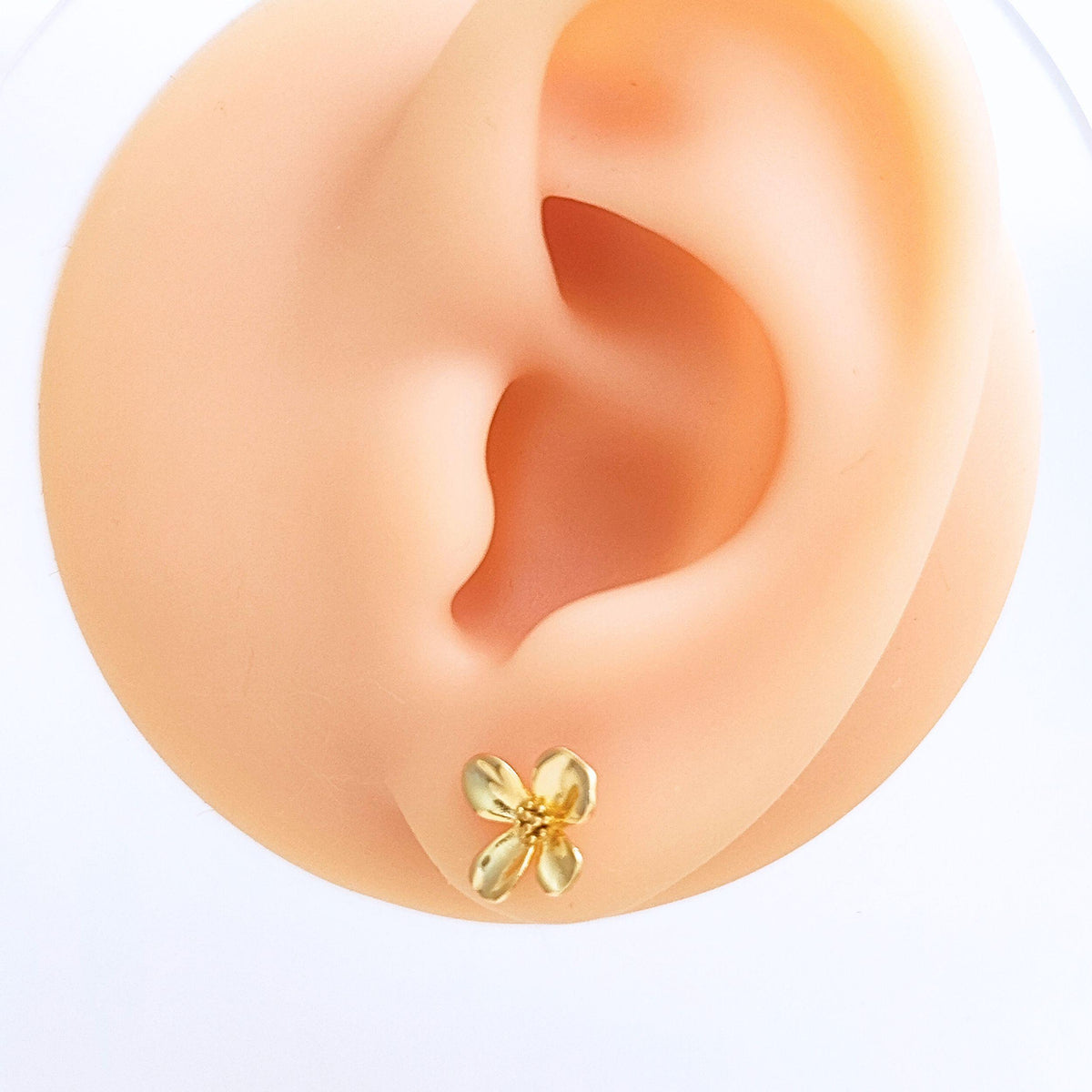 925 Sterling Silver 4 Petals Flower Stud Earrings Floral Blossom Flower Stud Earrings Natural Inspired Stud Earrings Minimalist Earrings