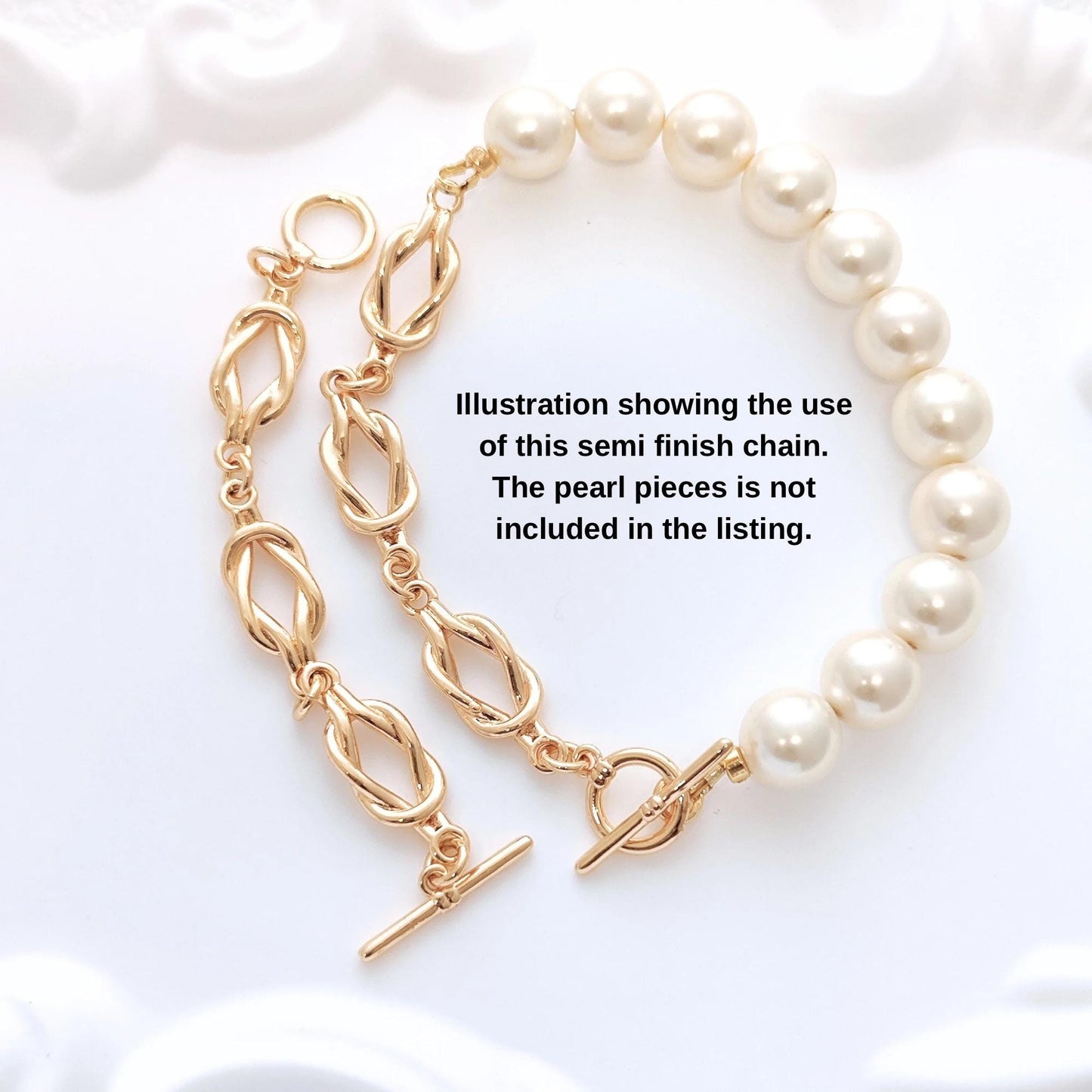 14K Gold Filled Brass Extender Chain Infinity Knot Link Chain Semi Finished Chunky Chain Paperclip Chains with Toggle Clasp