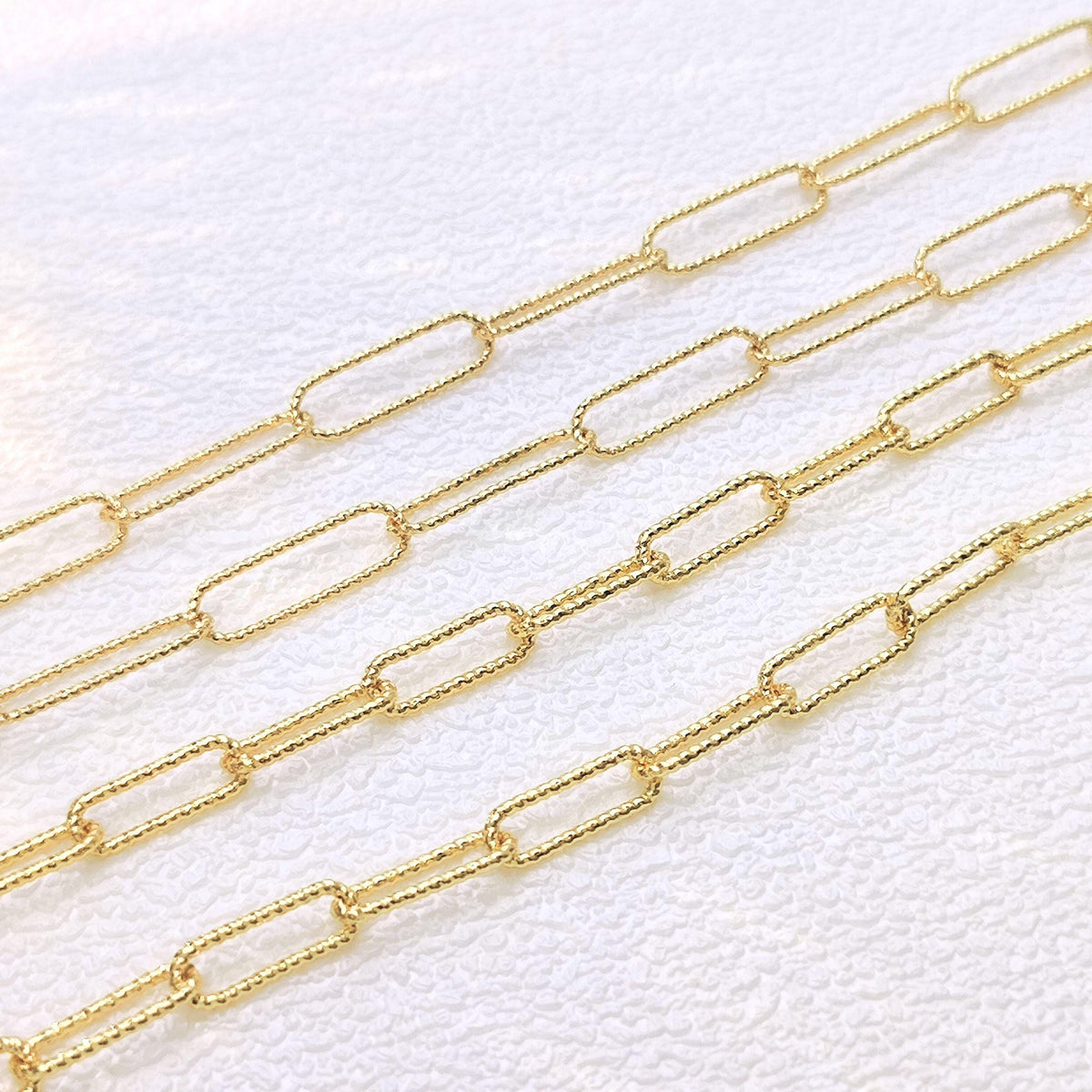 14K Gold Filled Glitter Mark Paperclip Chain Large Oval Cable Brass Chains Semi Finished Chunky Chain Paperclip Necklace Chains By Meter