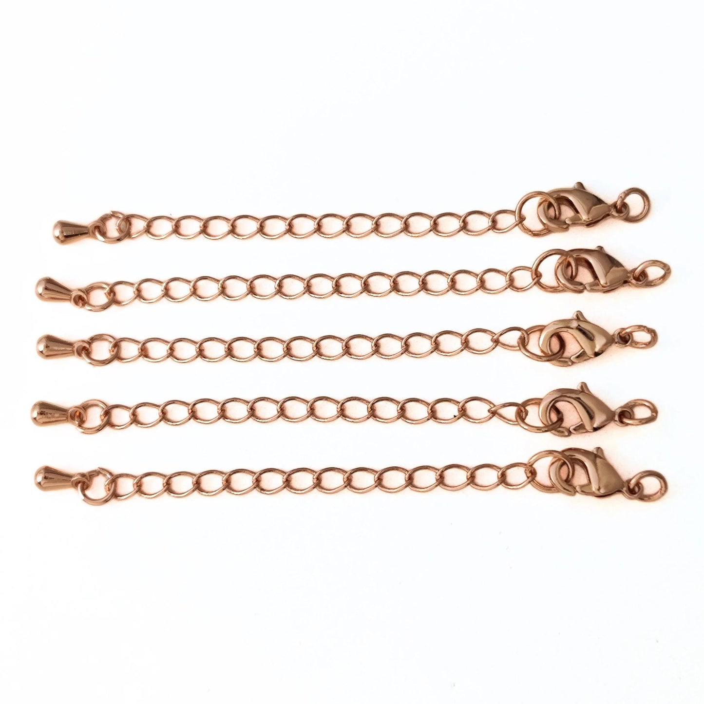 10pcs/50pcs/100pcs 18K Brass Gold Plated Chain Extender for Necklace Bracelet Findings Lobster Claw Clasps Extender with Drop End