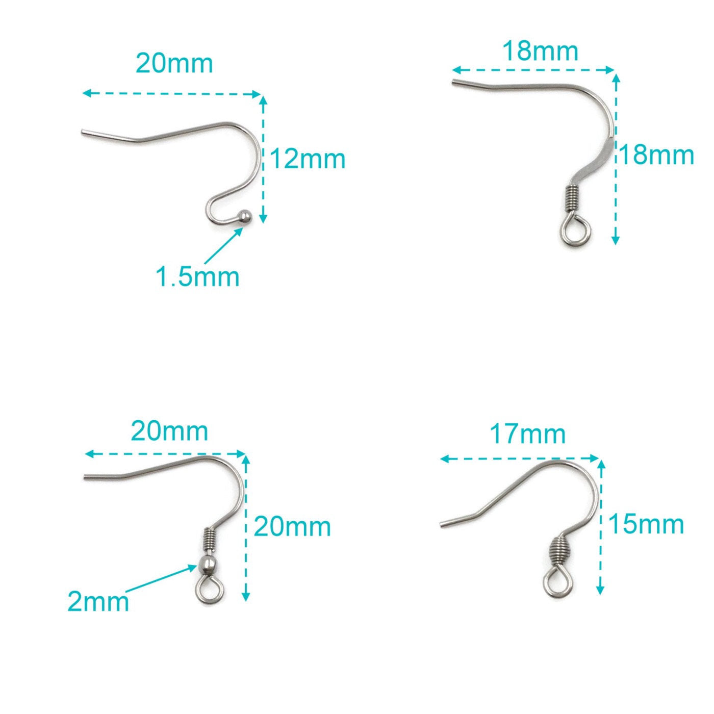 Surgical 316L Stainless Steel Hypo-Allergenic French Ear Wire You Pick