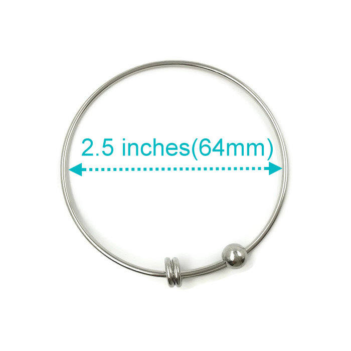 10 pcs Ball Screw Closure Stainless Steel Adjustable Blank Wire Bangle Bracelet