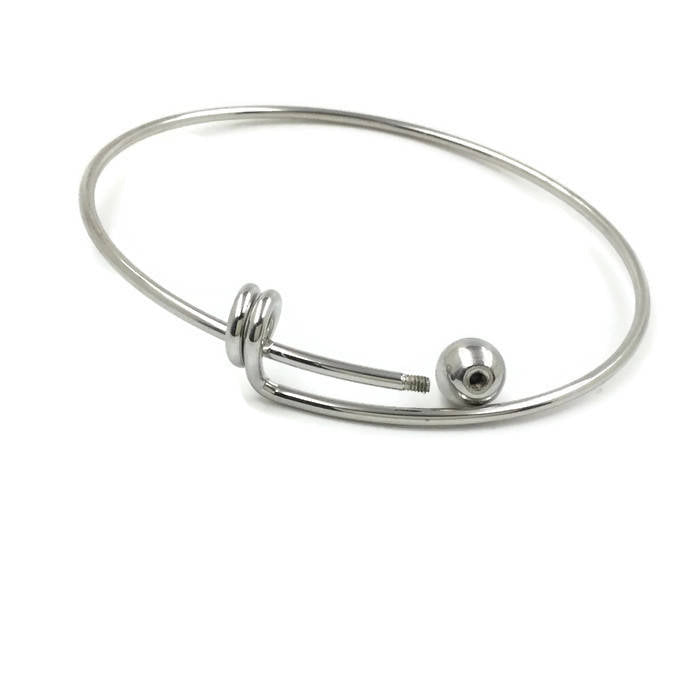 10 pcs Ball Screw Closure Stainless Steel Adjustable Blank Wire Bangle Bracelet