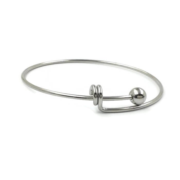 10 pcs Ball Screw Closure Stainless Steel Adjustable Blank Wire Bangle Bracelet
