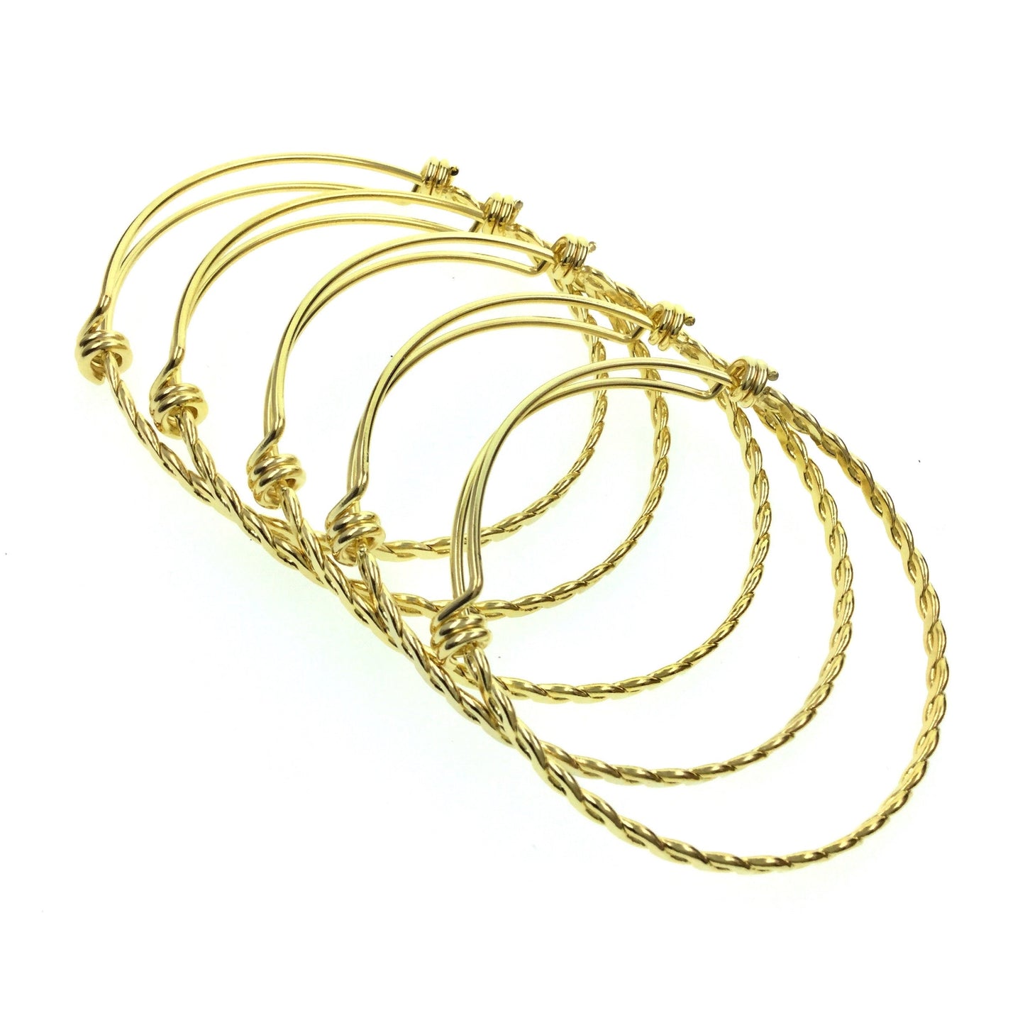 Bulk BRAIDED TWISTED Gold Plated Stainless Steel Adjustable Wire Bangle Bracelet