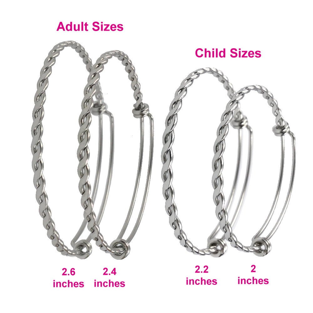 Bulk 50pcs BRAIDED TWISTED Stainless Steel Adjustable Wire Bangle 3 Loops Wrap