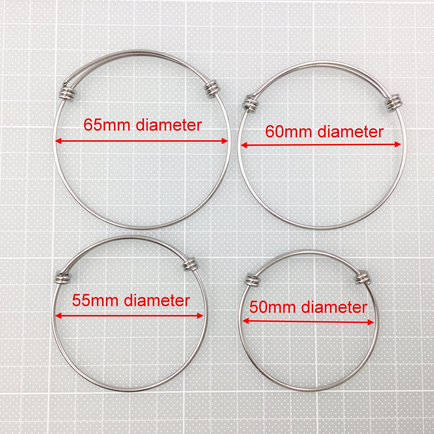 You Pick 3 color options Bulk Lot 50 pcs Stainless Steel Adjustable Wire Bangle Bracelet 3 Loops Wrap
