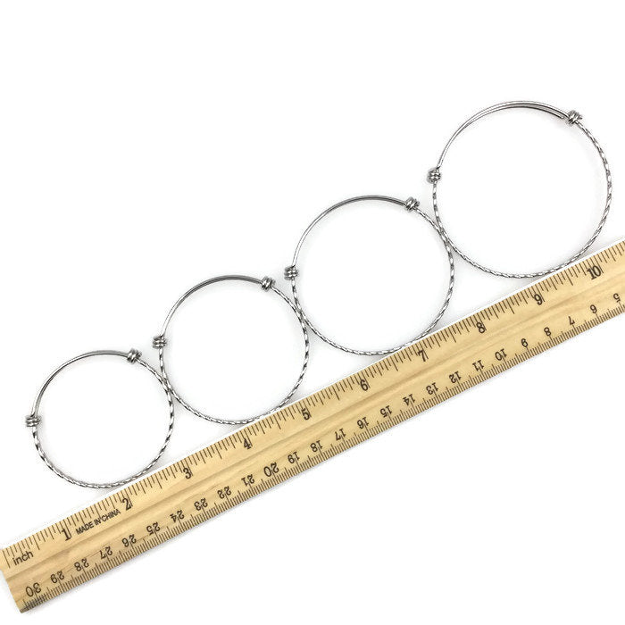 Bulk 50pcs BRAIDED TWISTED Stainless Steel Adjustable Wire Bangle 3 Loops Wrap
