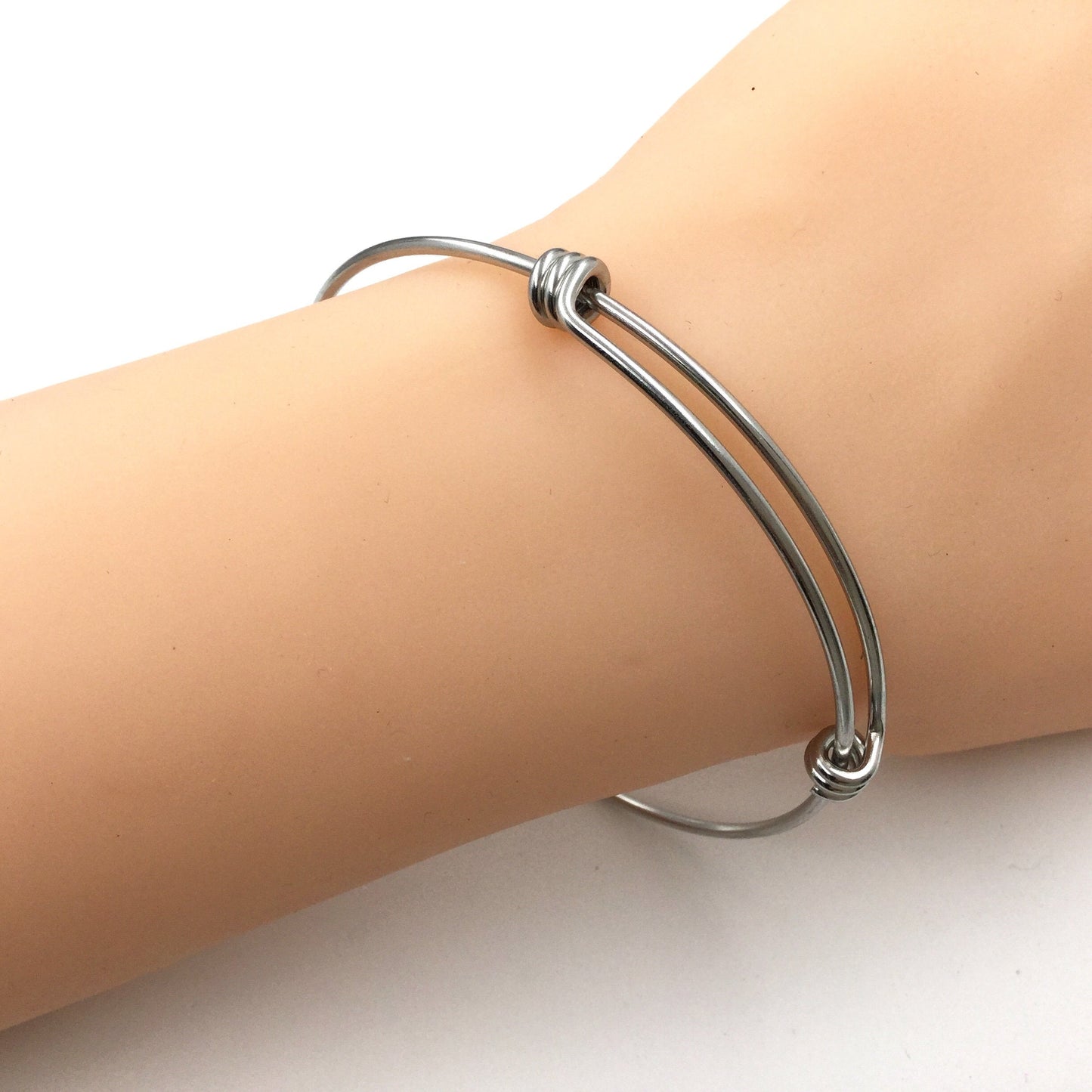 10pcs Stainless Steel Adjustable Wire Bangle Bracelet 3 Loops Wrap You Pick 4 Sizes