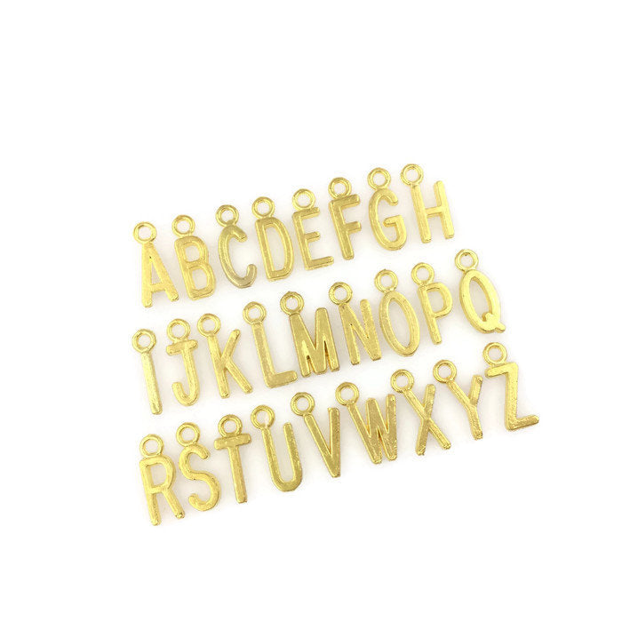 104pcs - 4 Sets of 26 pcs Gold Plated Alphabet Letter Initial Long Font Charms