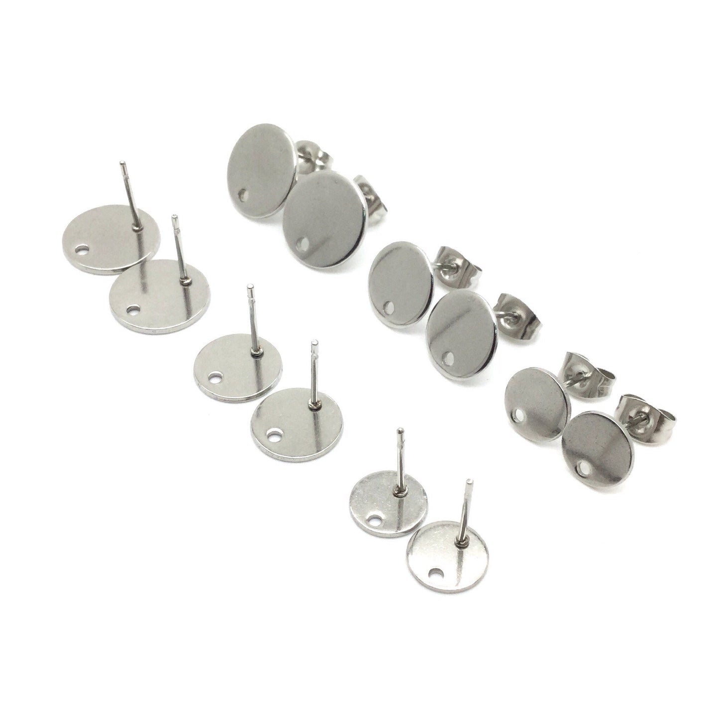 STAINLESS STEEL Blank Stud Earring Disc Hole Connector Setting for Dangling Style Earrings 316 Surgical Steel Post and Back You pick