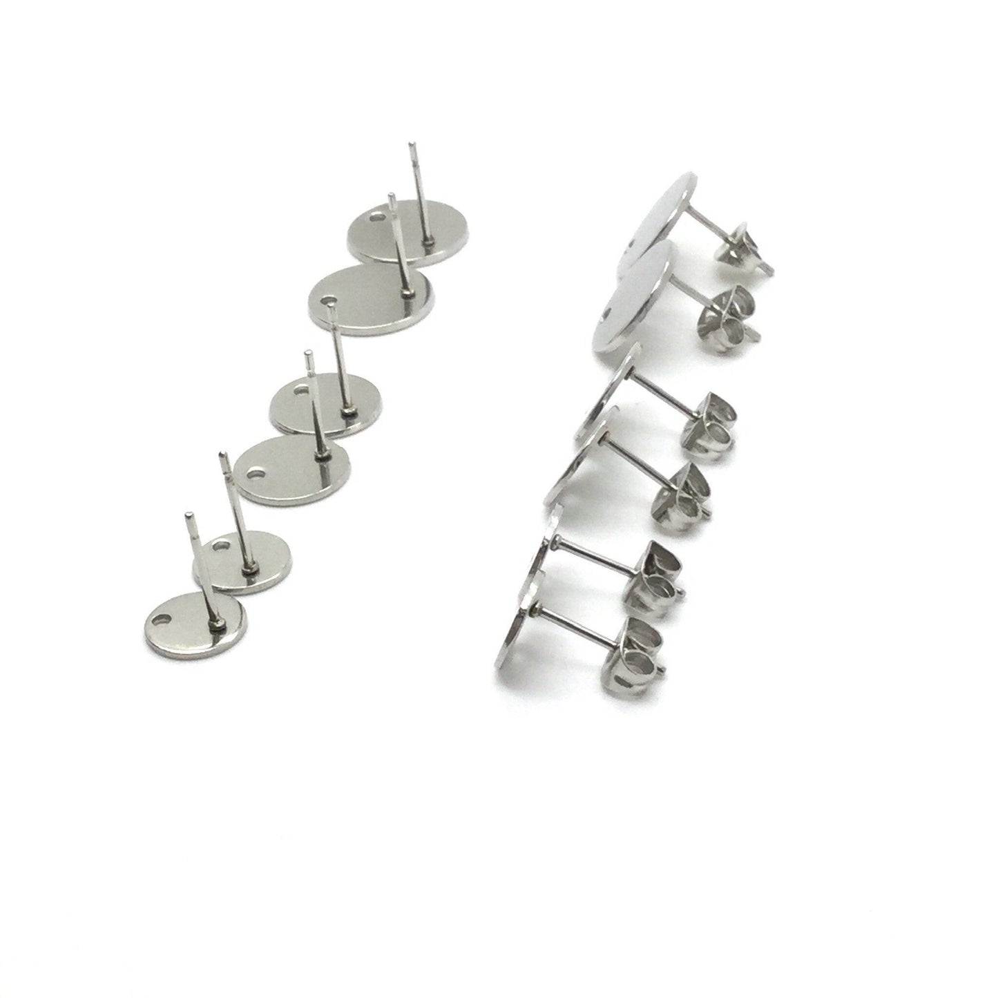 STAINLESS STEEL Blank Stud Earring Disc Hole Connector Setting for Dangling Style Earrings 316 Surgical Steel Post and Back You pick