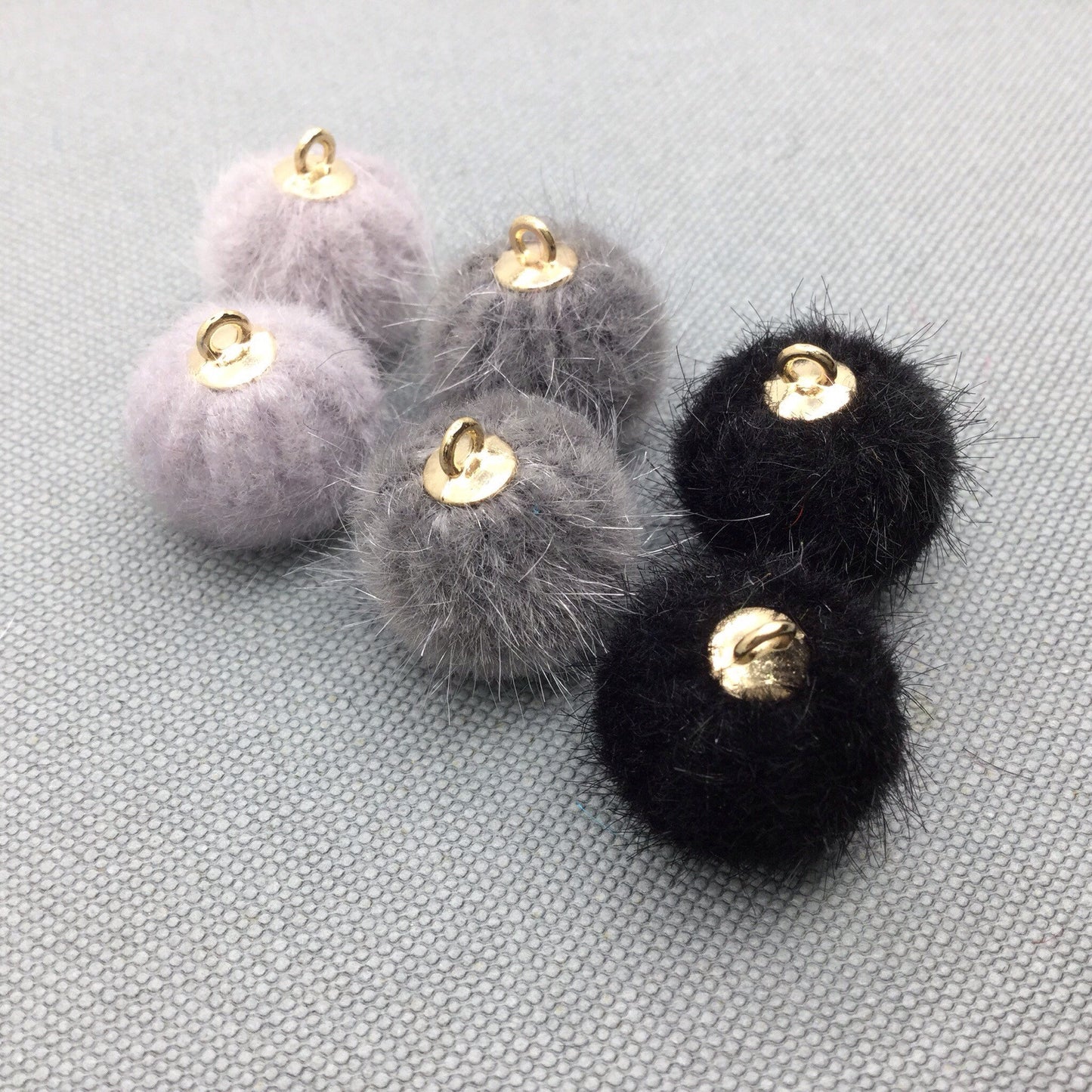 Faux Fur Plush Pom Pom Balls Charm Pendant Craft DIY Jewelry Furry Ball 15 x 17mm