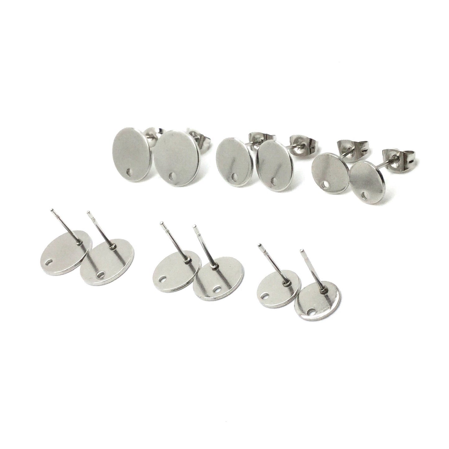 STAINLESS STEEL Blank Stud Earring Disc Hole Connector Setting for Dangling Style Earrings 316 Surgical Steel Post and Back You pick