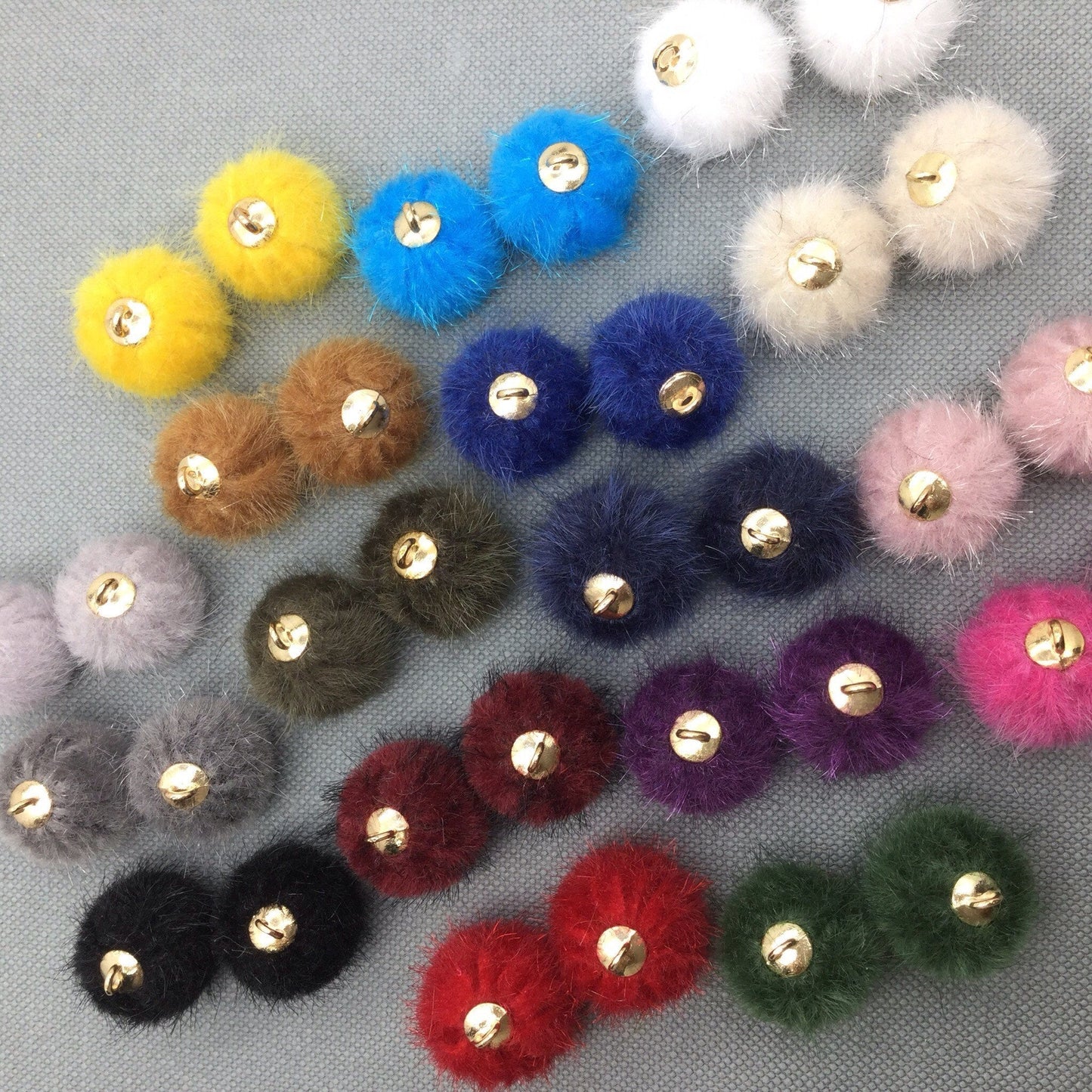 Faux Fur Plush Pom Pom Balls Charm Pendant Craft DIY Jewelry Furry Ball 15 x 17mm