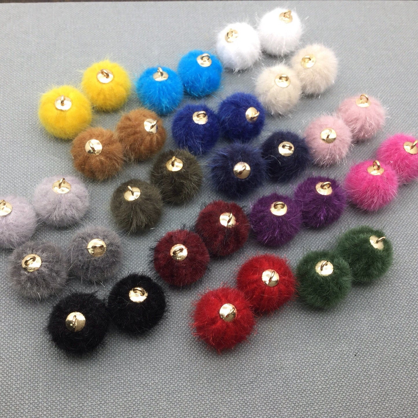Faux Fur Plush Pom Pom Balls Charm Pendant Craft DIY Jewelry Furry Ball 15 x 17mm