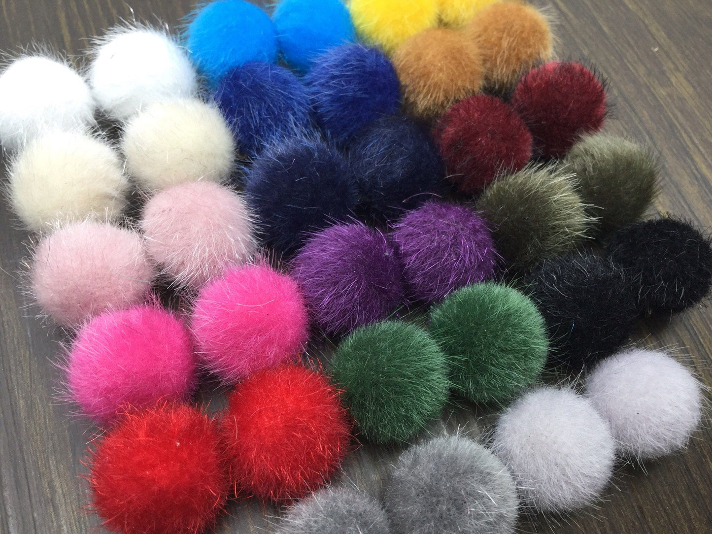 Faux Fur Plush Pom Pom Balls Charm Pendant Craft DIY Jewelry Furry Ball 15 x 17mm