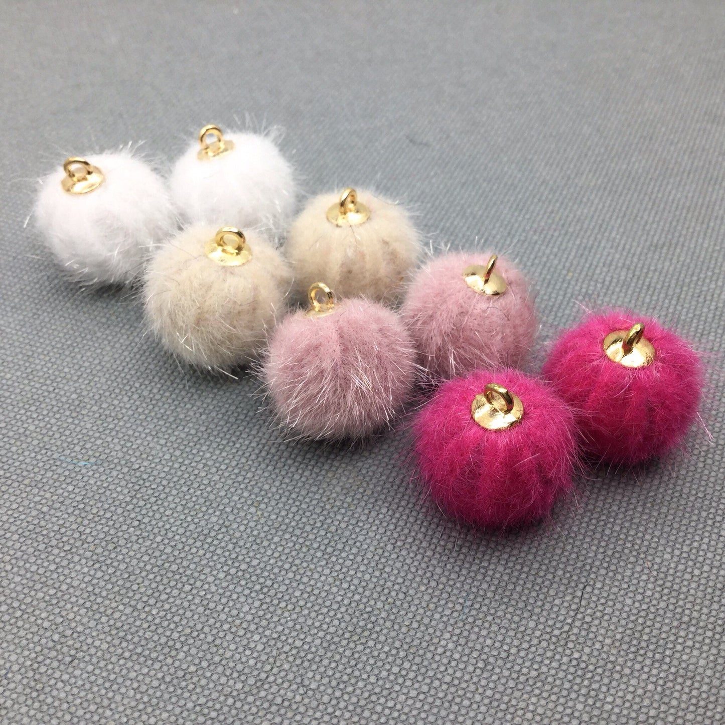 Faux Fur Plush Pom Pom Balls Charm Pendant Craft DIY Jewelry Furry Ball 15 x 17mm