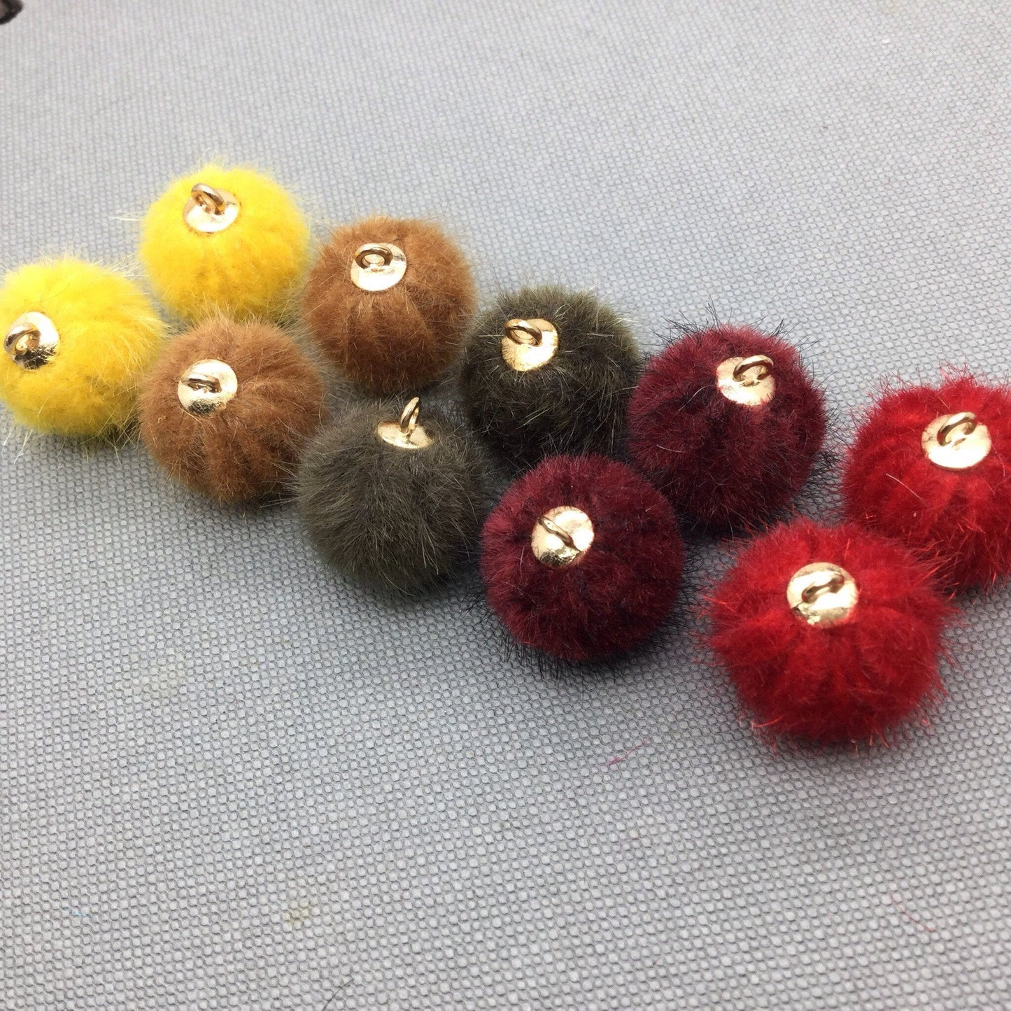 Faux Fur Plush Pom Pom Balls Charm Pendant Craft DIY Jewelry Furry Ball 15 x 17mm