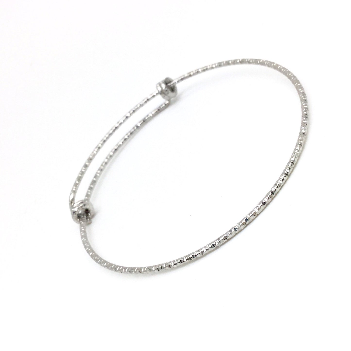 3 pcs Mix Style Twisted Beaided Glitter Mark Stainless Steel Adjustable Wire Bangle Bracelet