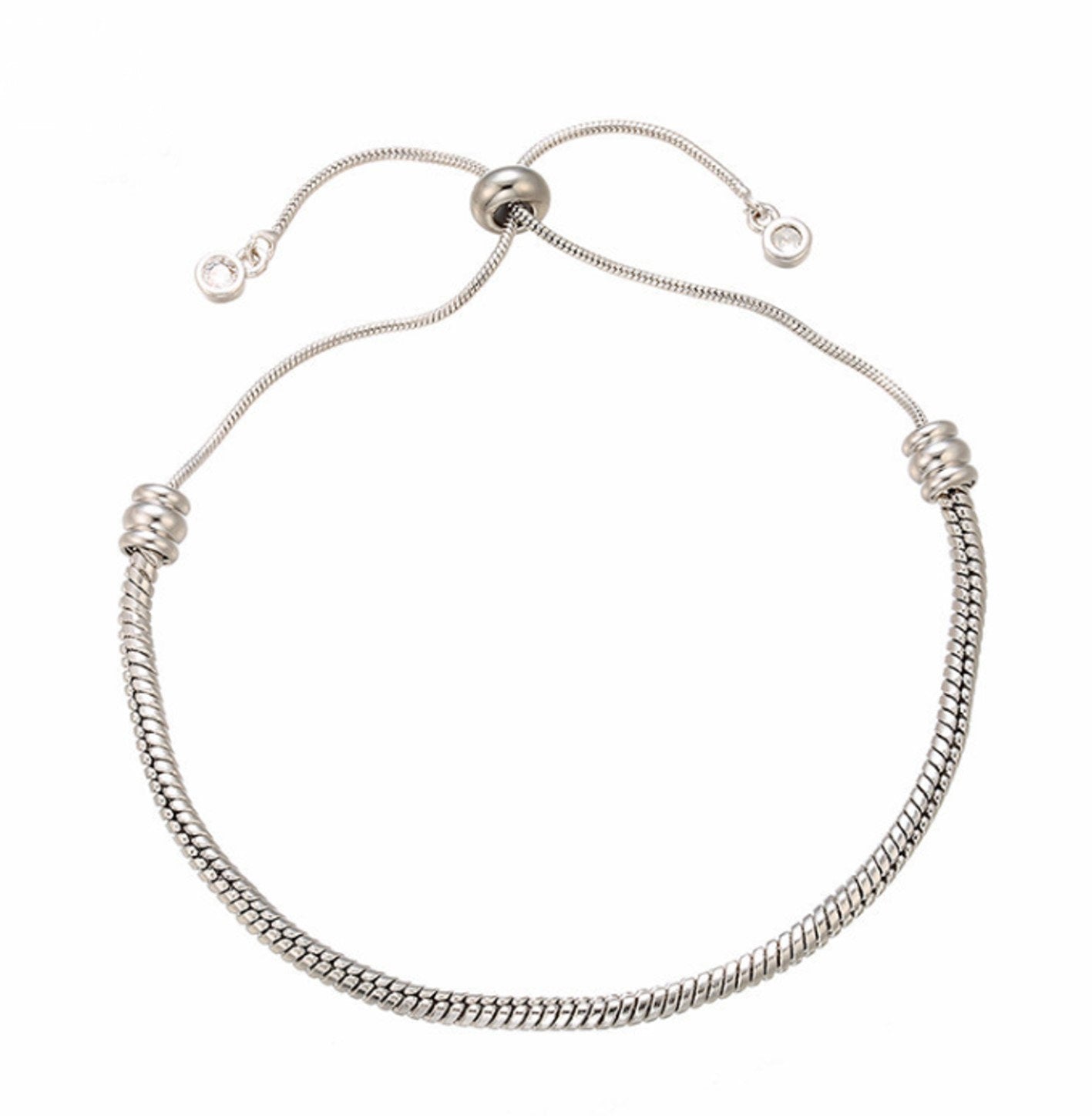 Snake Chain Bolo Bracelet Adjustable Brass High Quality Plated Slider Clasp Screw Closure for European Beads
