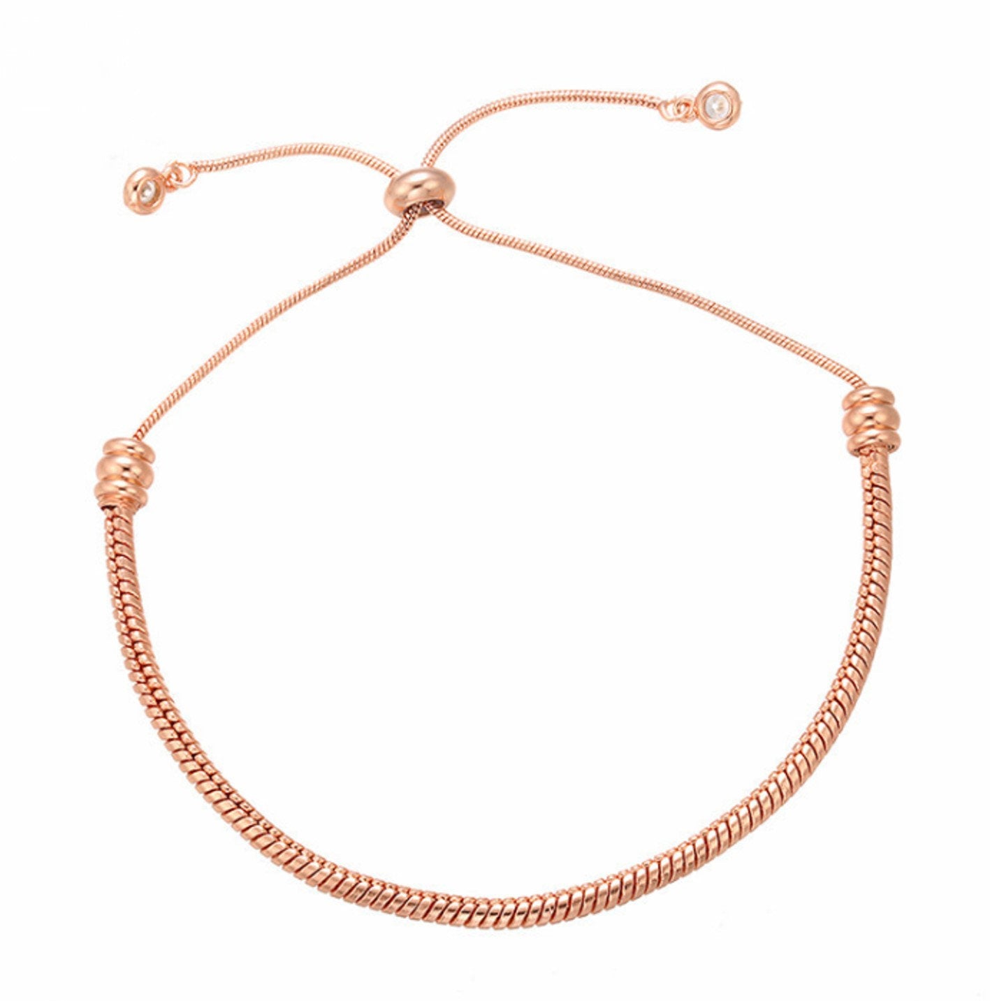 Snake Chain Bolo Bracelet Adjustable Brass High Quality Plated Slider Clasp Screw Closure for European Beads