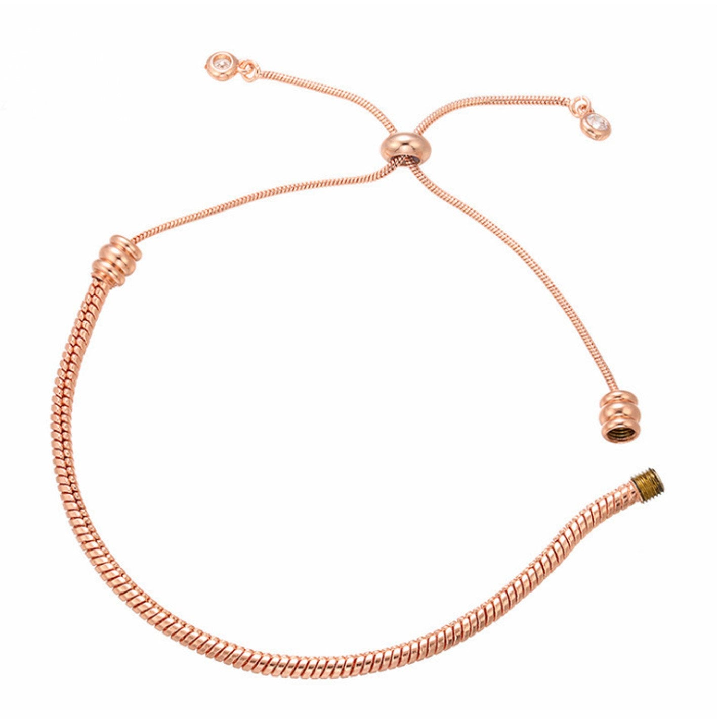 Snake Chain Bolo Bracelet Adjustable Brass High Quality Plated Slider Clasp Screw Closure for European Beads