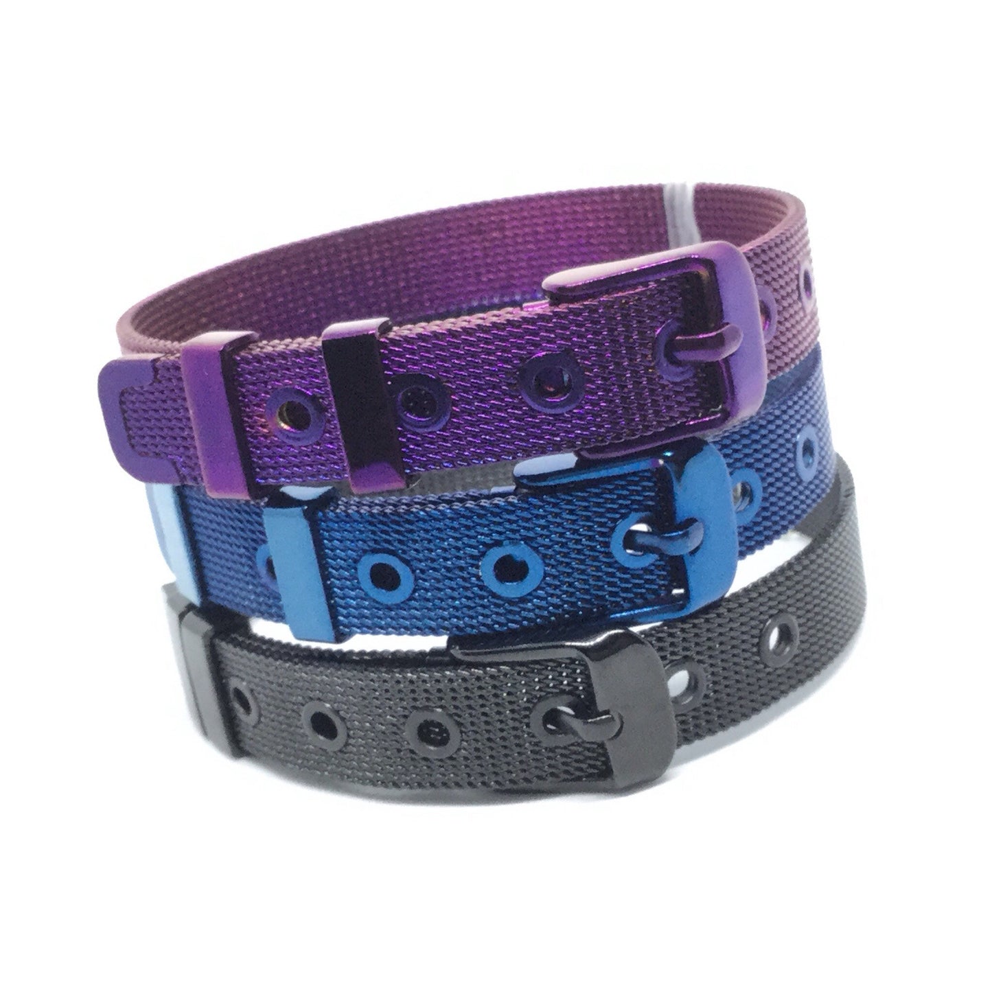 Plain Stainless Steel Mesh Adjustable Wristband Bracelet 10mm - You Pick