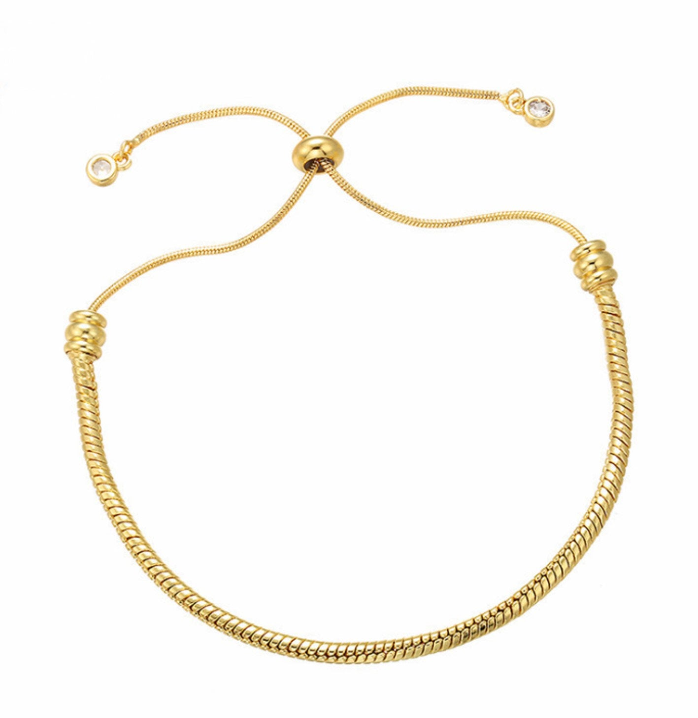 Snake Chain Bolo Bracelet Adjustable Brass High Quality Plated Slider Clasp Screw Closure for European Beads