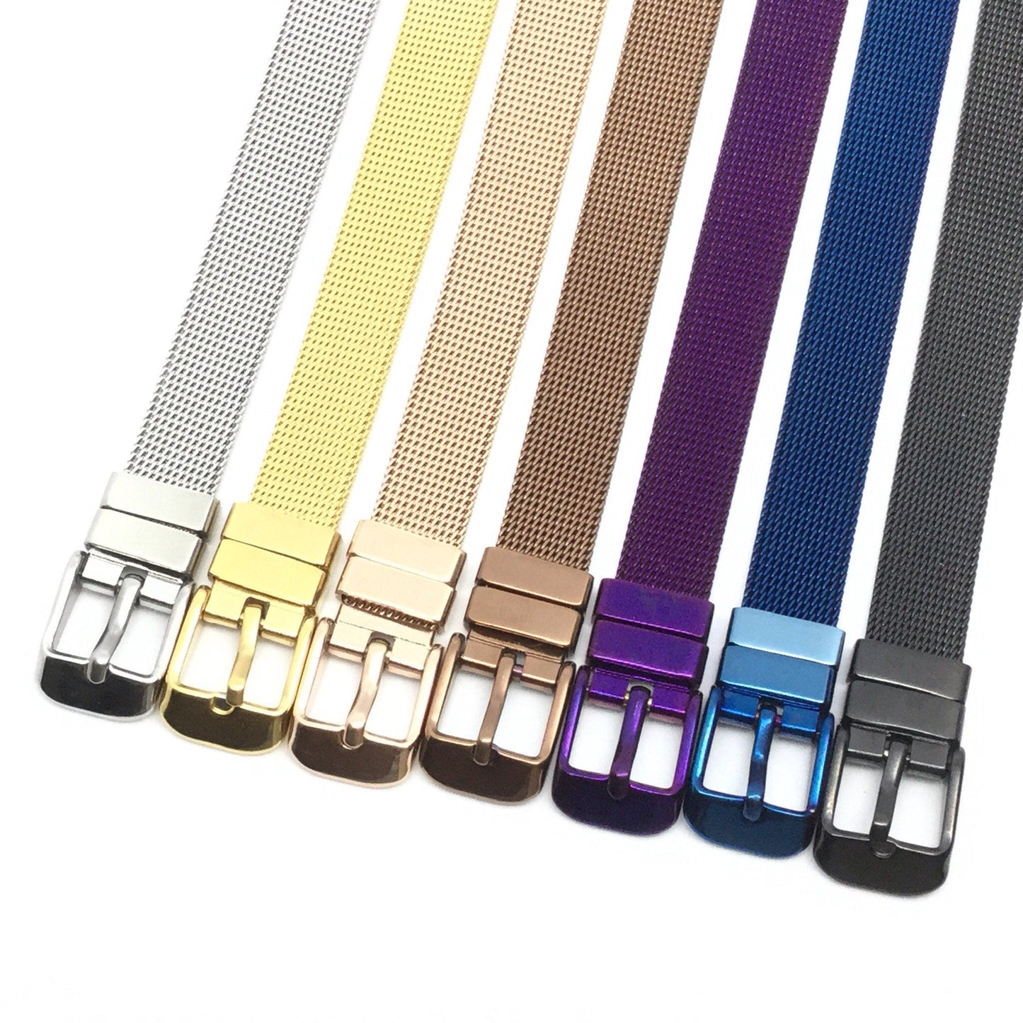Plain Stainless Steel Mesh Adjustable Wristband Bracelet 10mm - You Pick