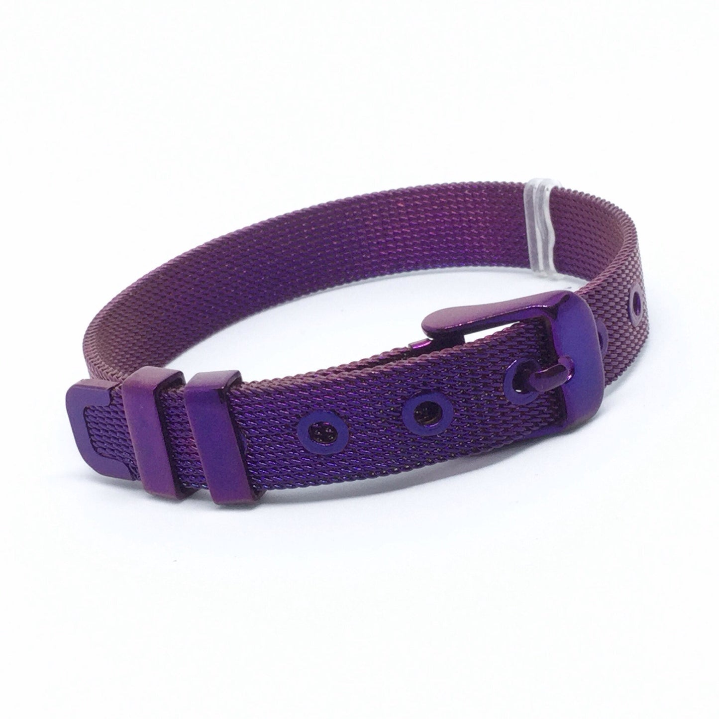 Plain Stainless Steel Mesh Adjustable Wristband Bracelet 10mm - You Pick