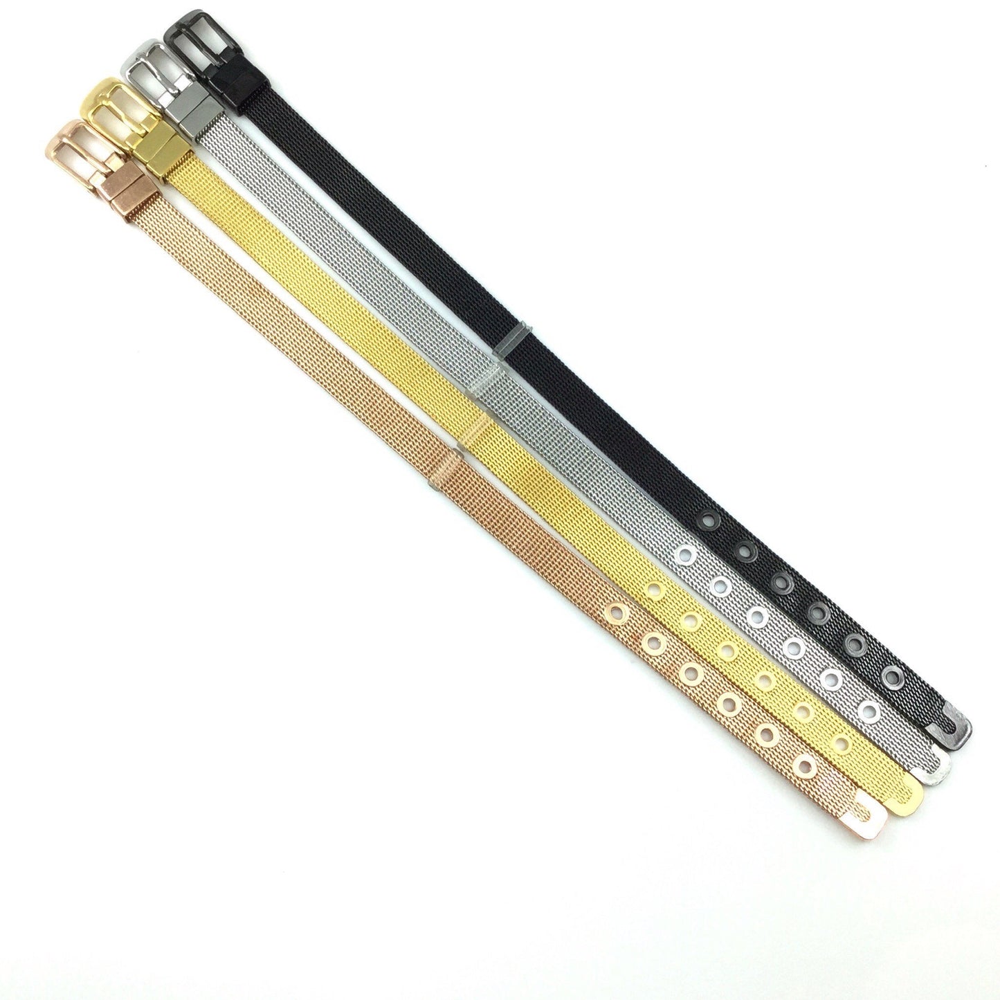 Plain Stainless Steel Mesh Adjustable Wristband Bracelet 8mm - You Pick